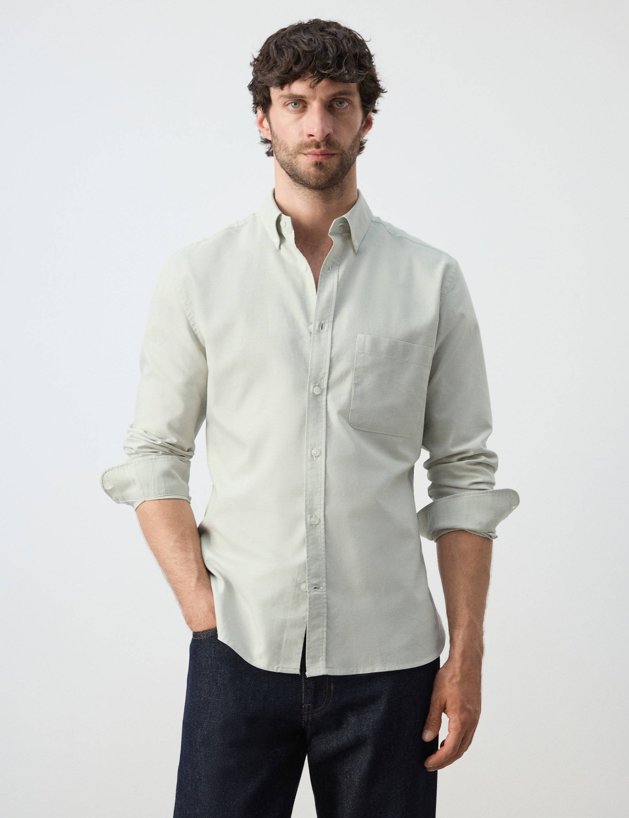 Mango shirt oxli in pastel green-002