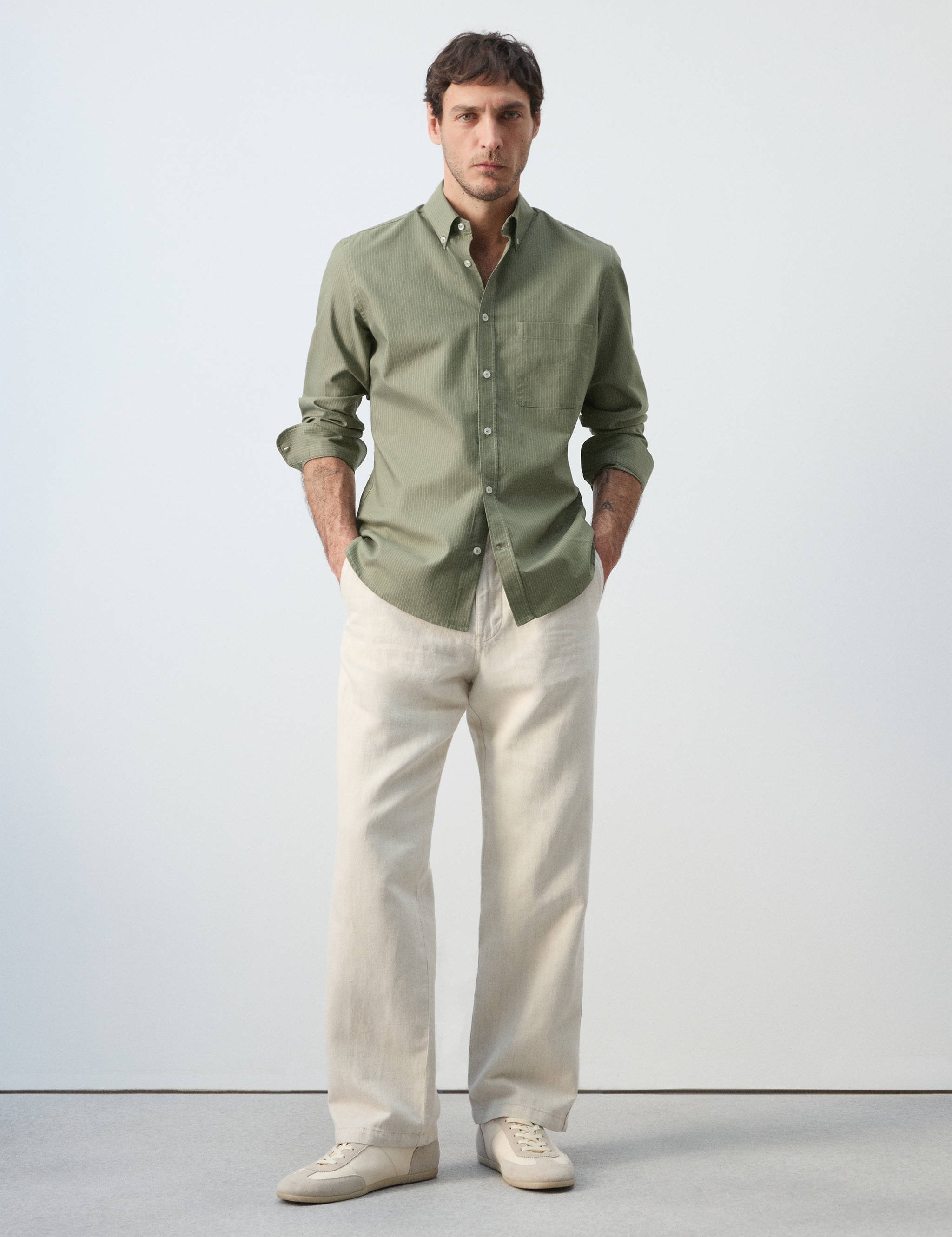 Mango shirt oxlir in green-001