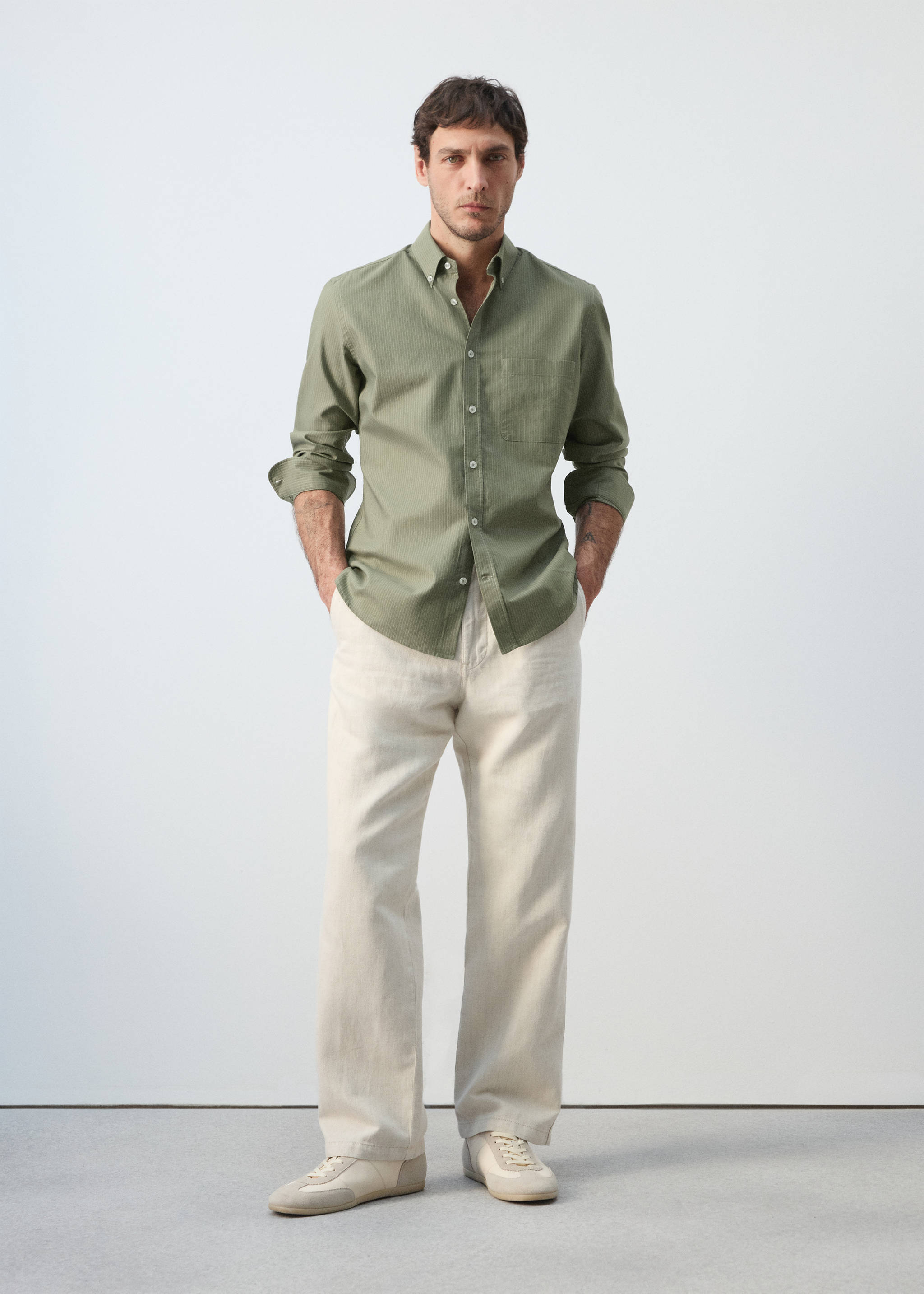 Mango shirt oxlir in green-001