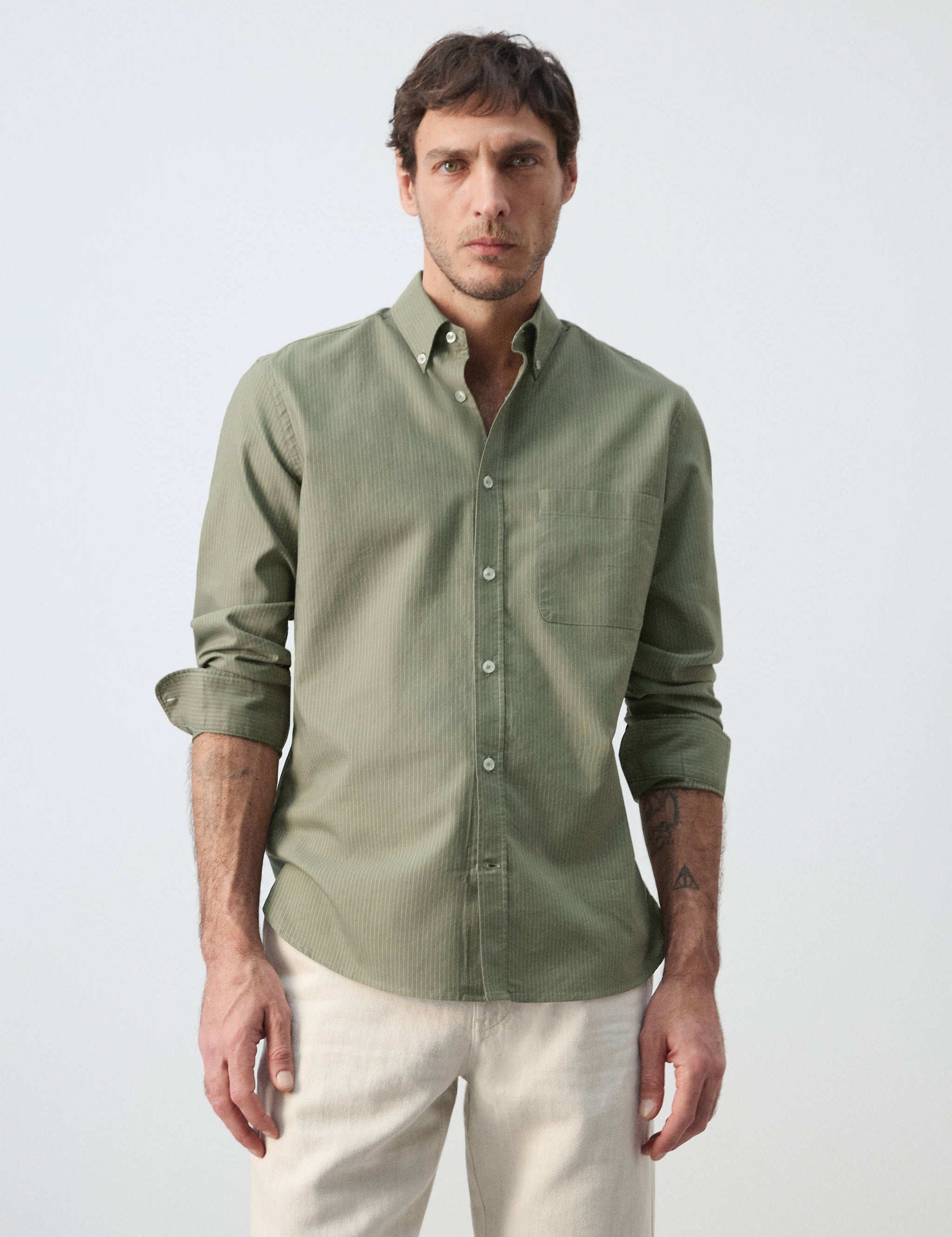Mango shirt oxlir in green-002