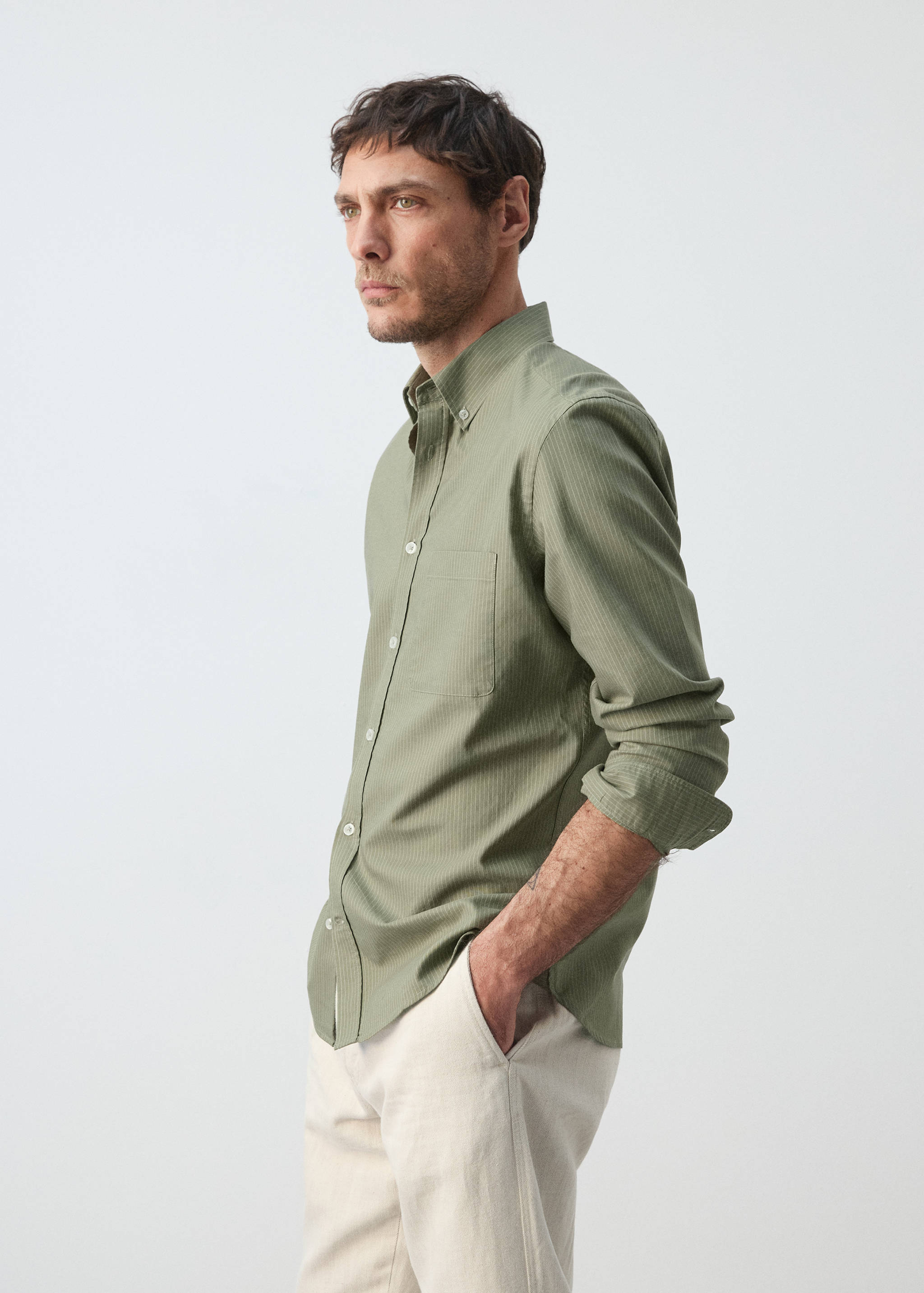Mango shirt oxlir in green-008