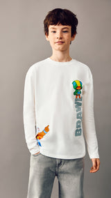 Mango t-shirt brawbraw in off white - Image 1