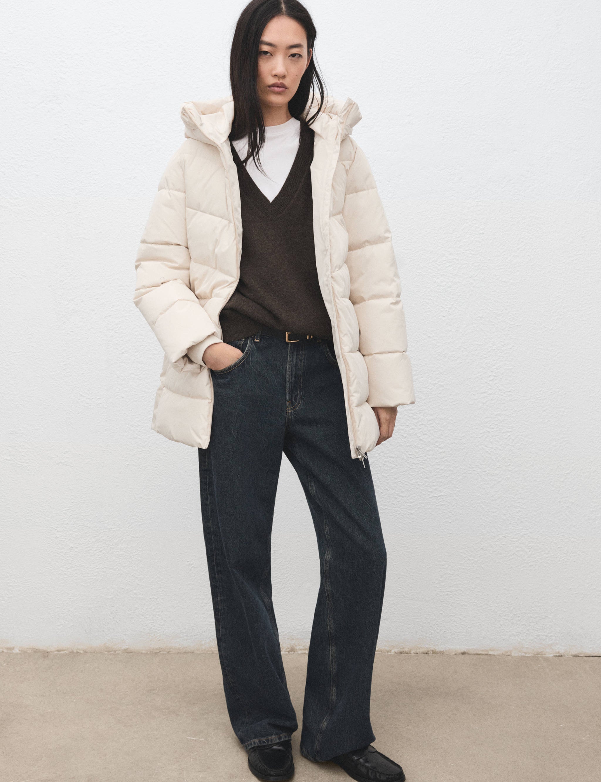Mango puffer coat tokyo in off white-001