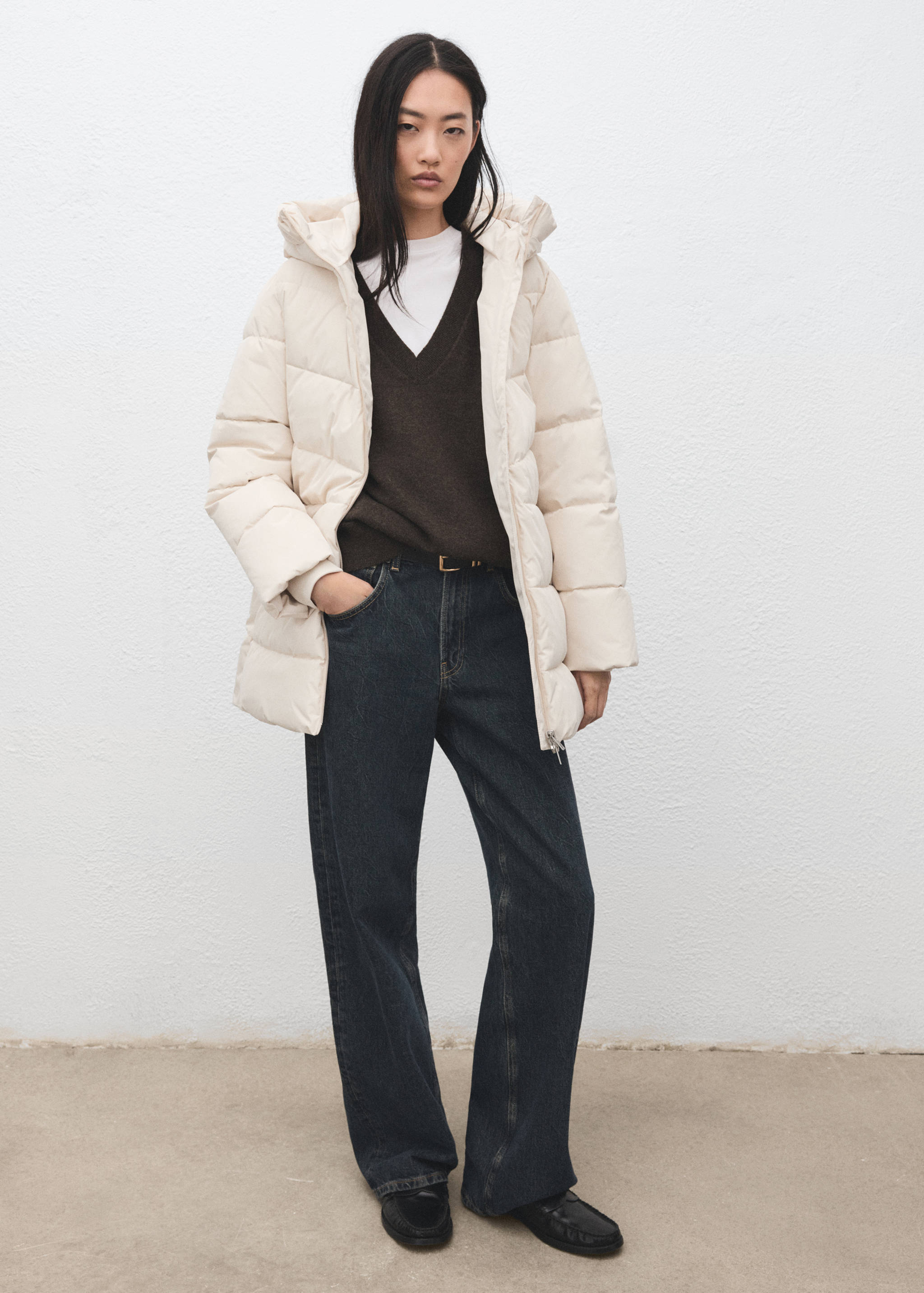 Mango puffer coat tokyo in off white-001