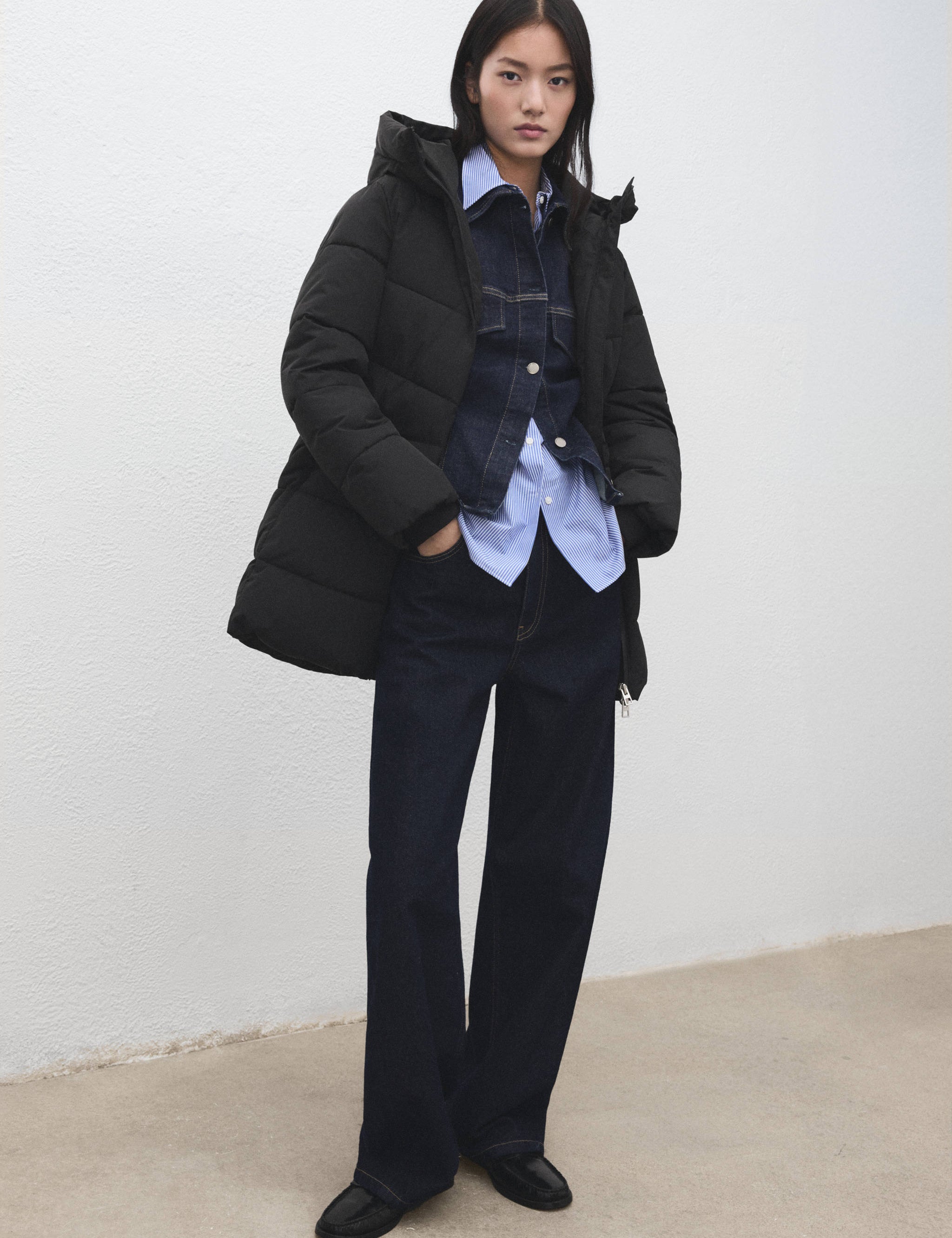 Mango puffer coat tokyo in black-001