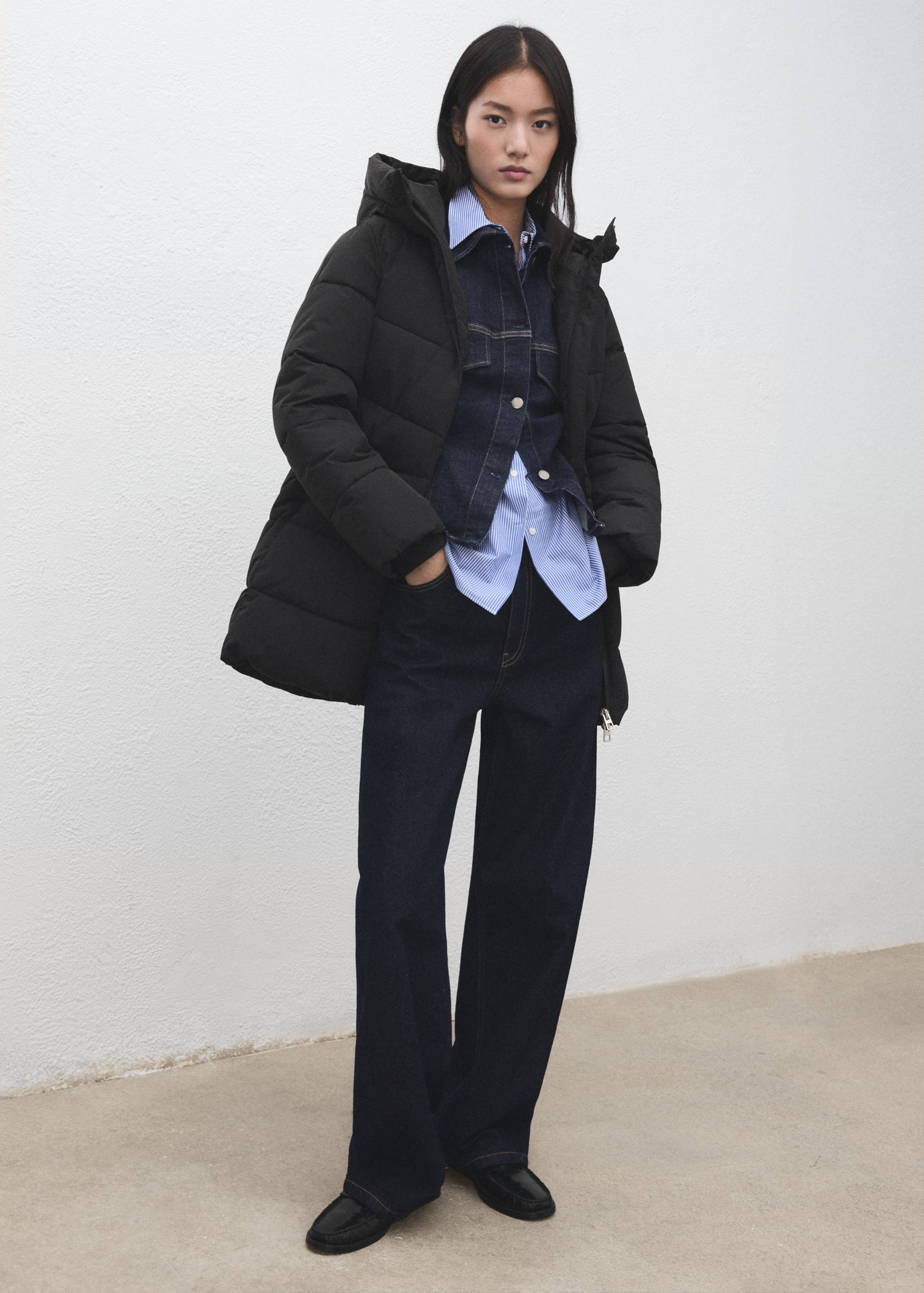 Mango puffer coat tokyo in black-001