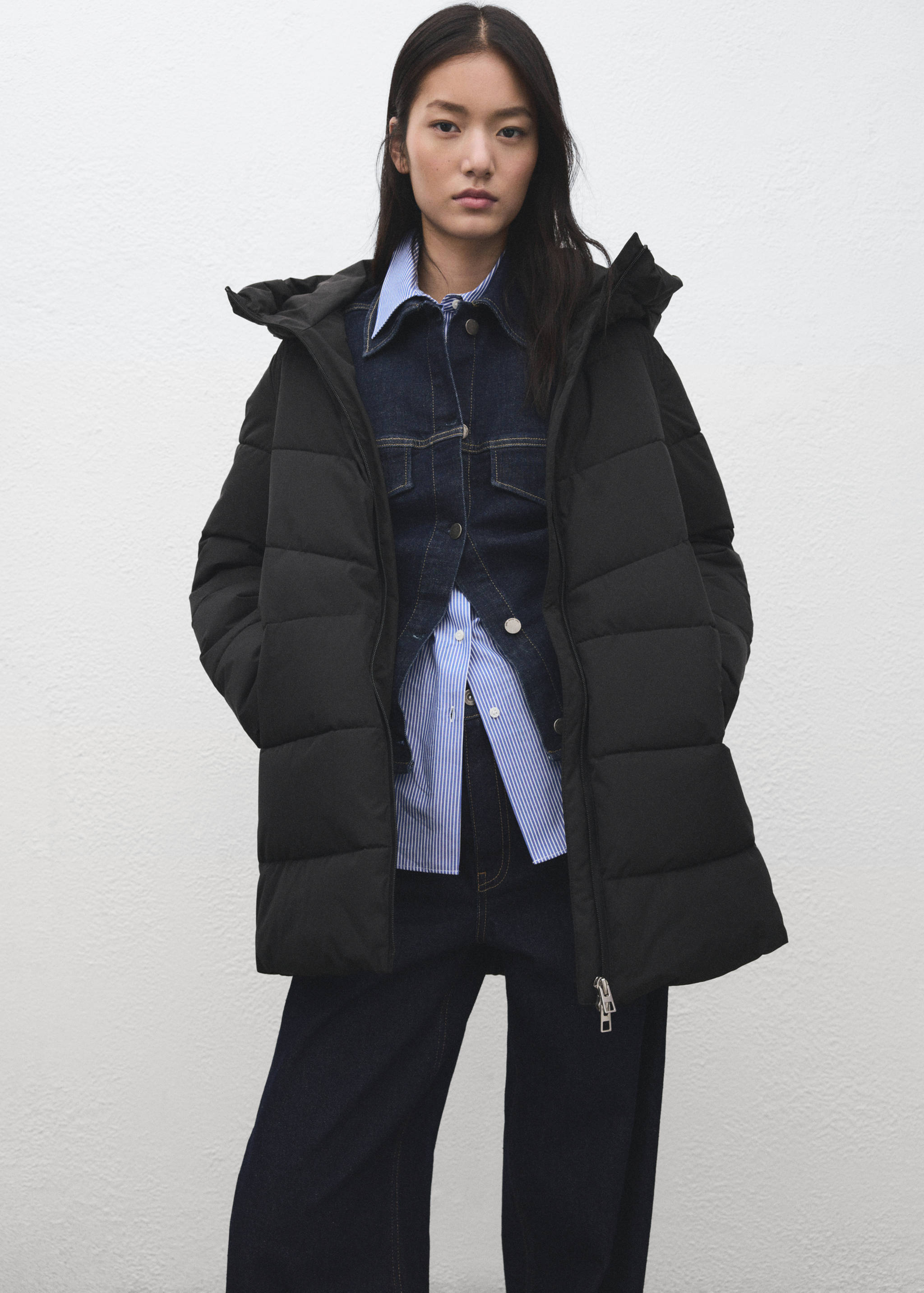 Mango puffer coat tokyo in black-004