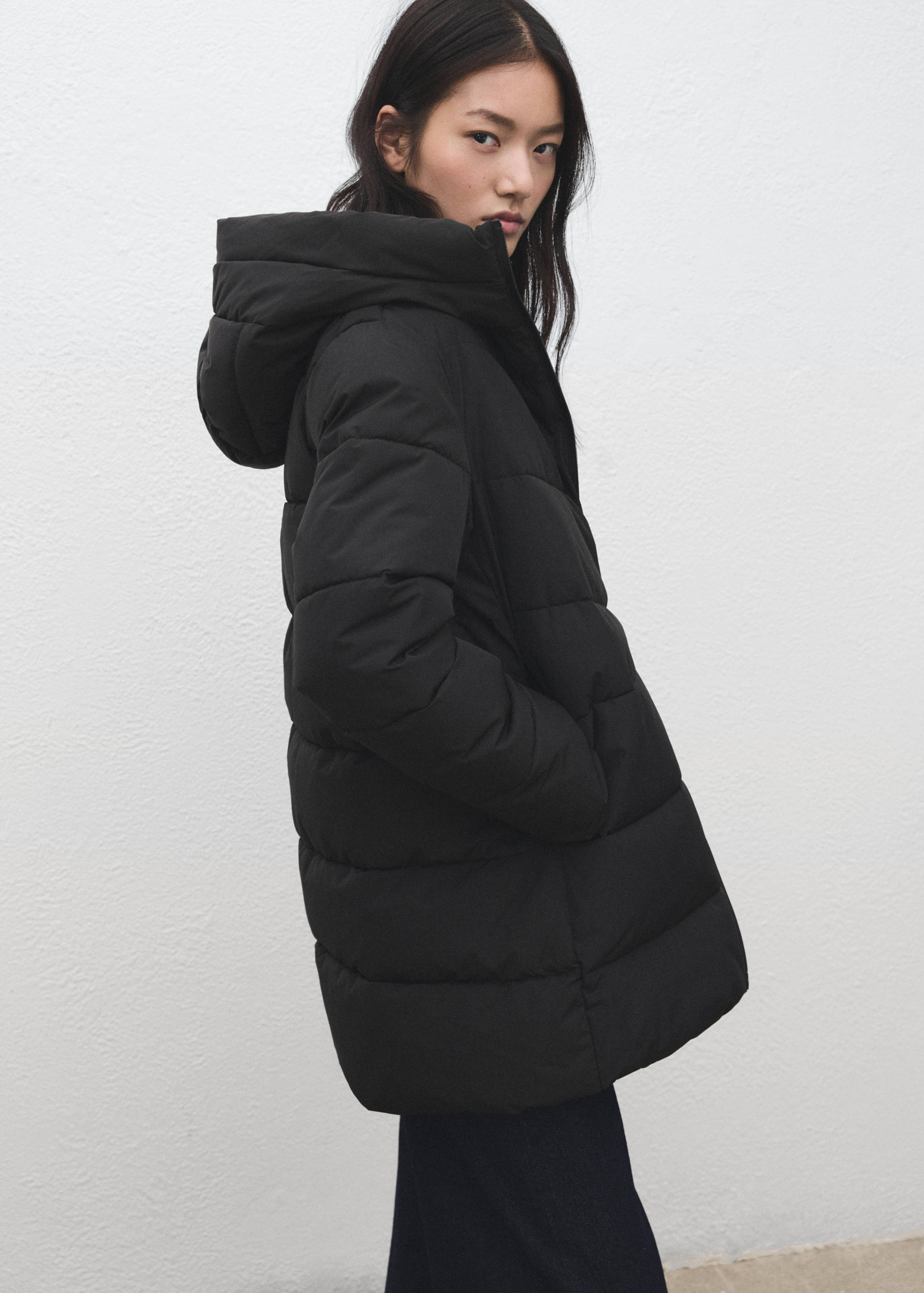 Mango puffer coat tokyo in black-008