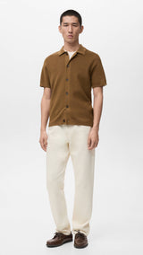 Mango shirt lino in tobacco-001