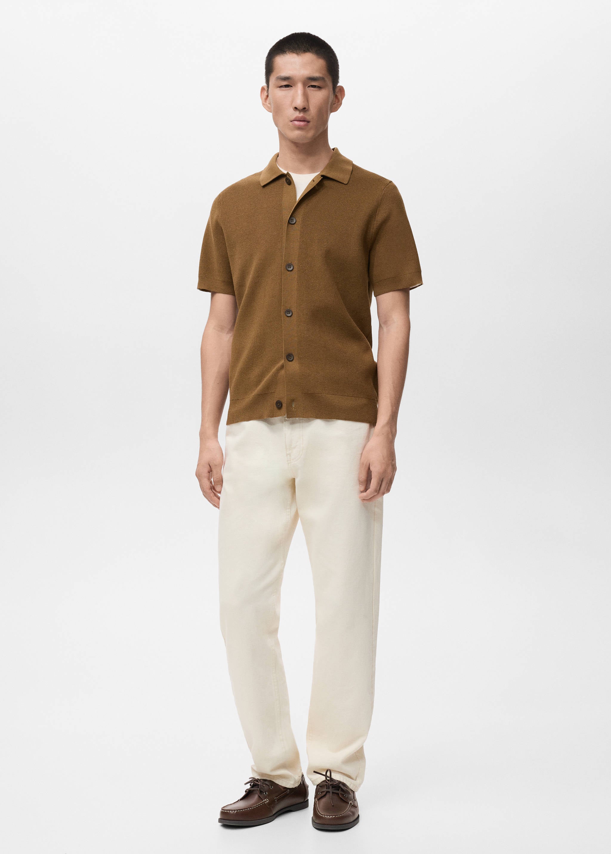 Mango shirt lino in tobacco-001