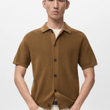 Mango shirt lino in tobacco-002