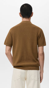 Mango shirt lino in tobacco-003