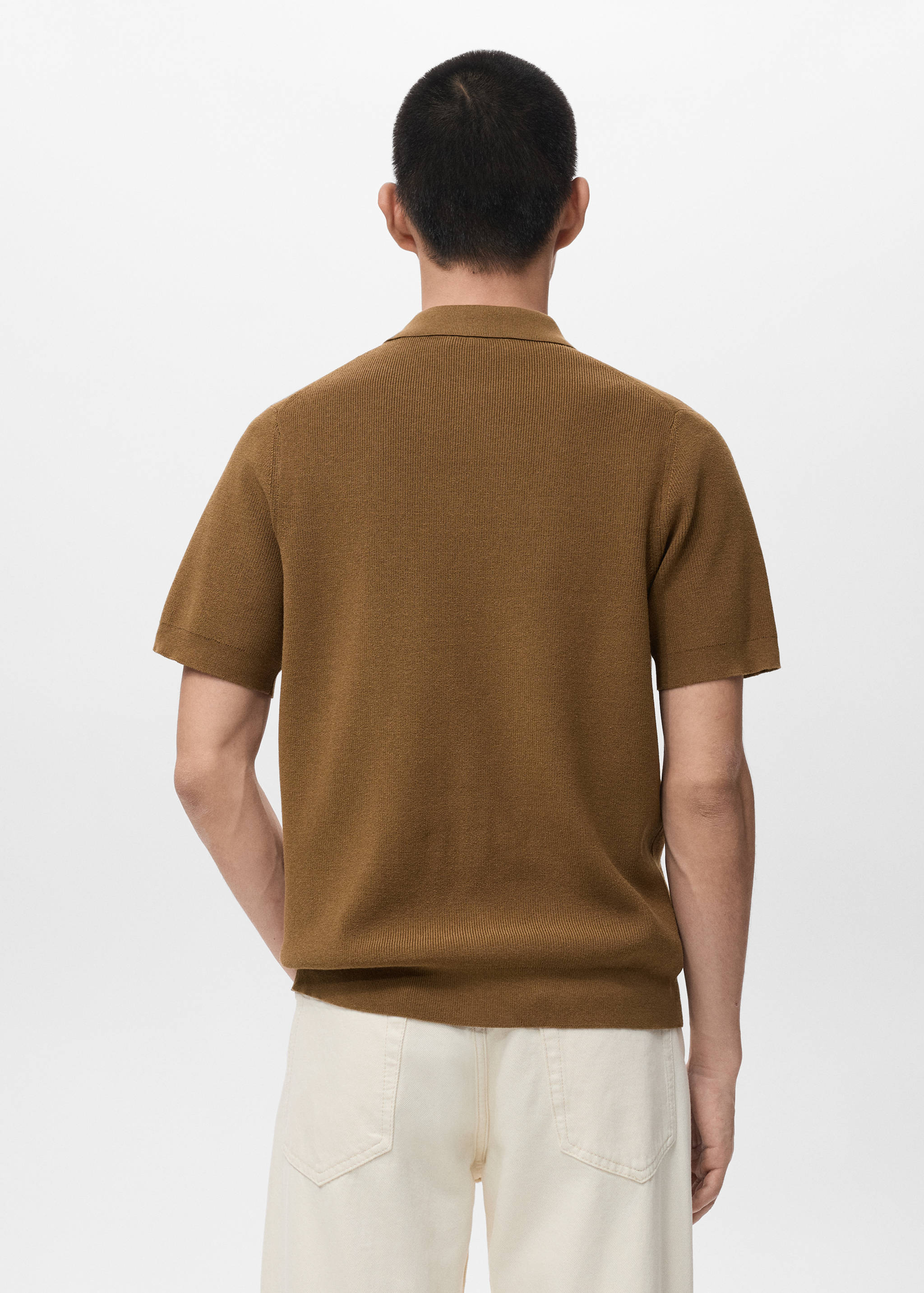 Mango shirt lino in tobacco-003