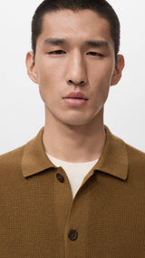 Mango shirt lino in tobacco-004