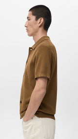 Mango shirt lino in tobacco-008