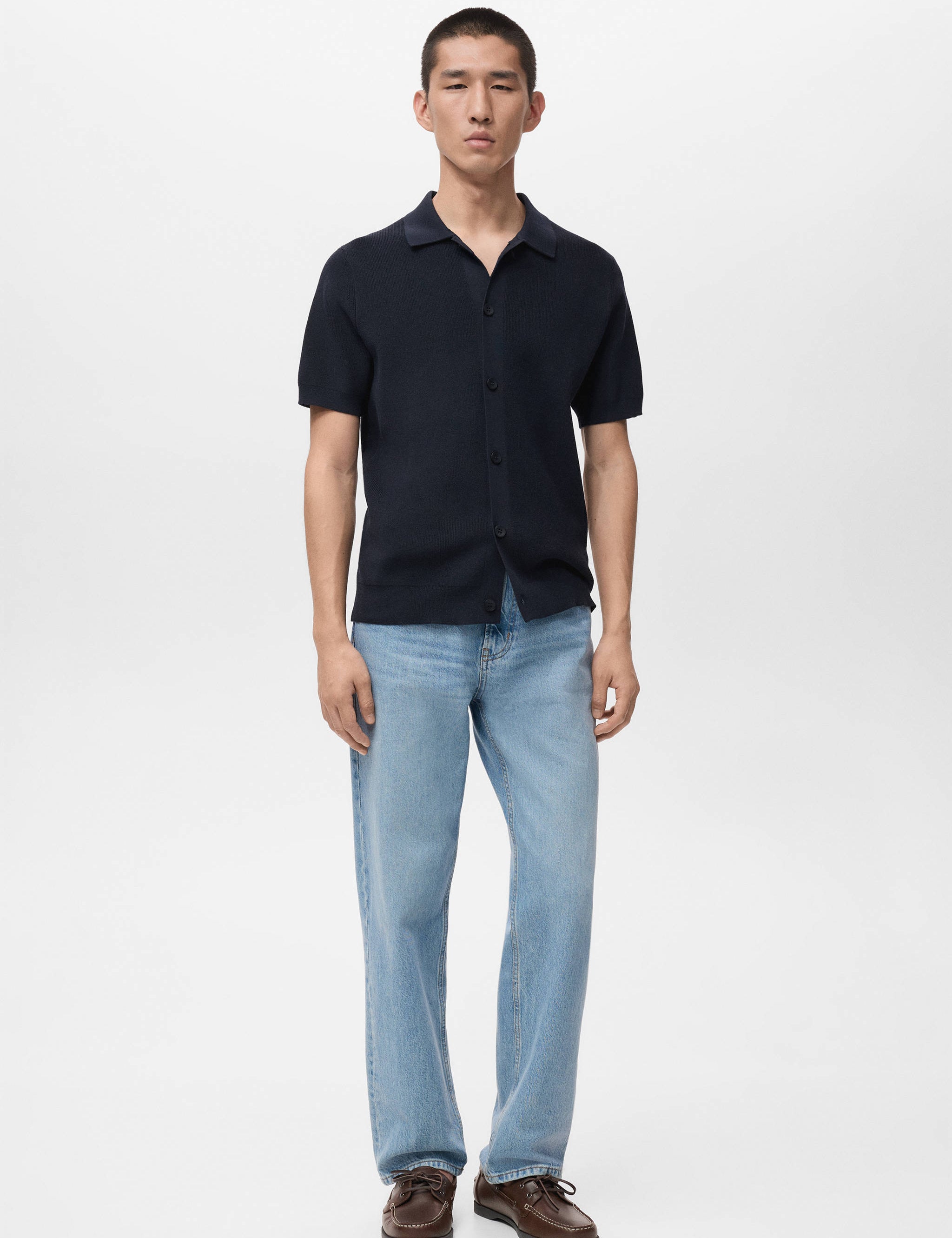 Mango shirt lino in navy-001