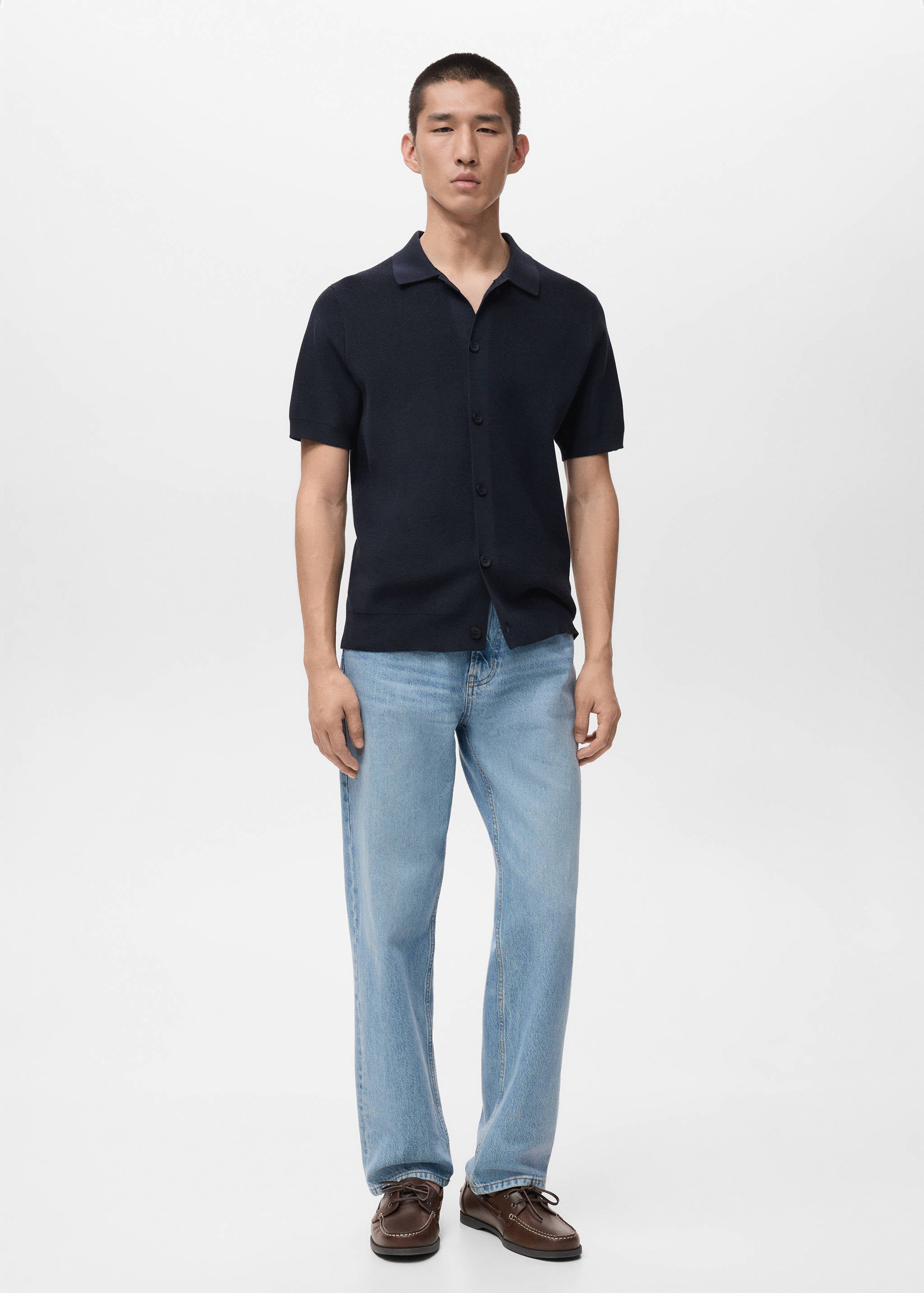 Mango shirt lino in navy-001