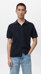 Mango shirt lino in navy-002