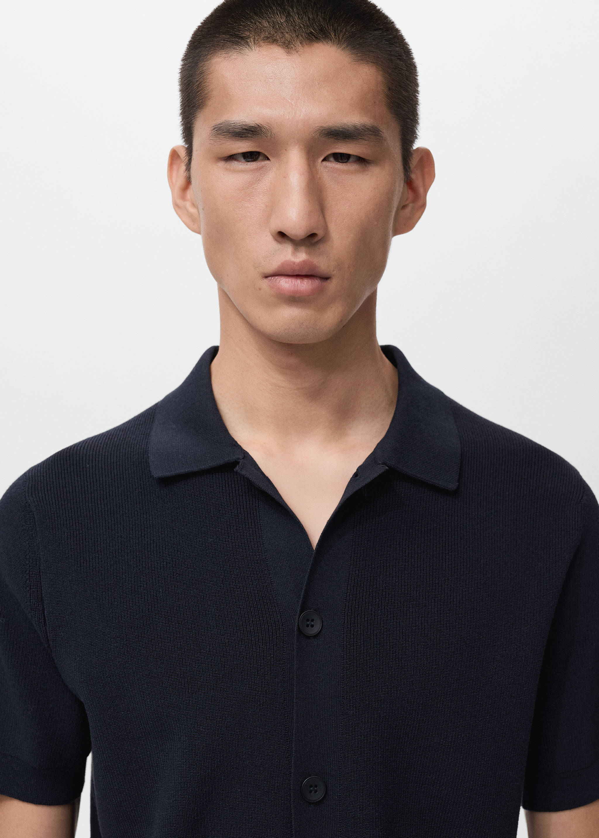 Mango shirt lino in navy-004
