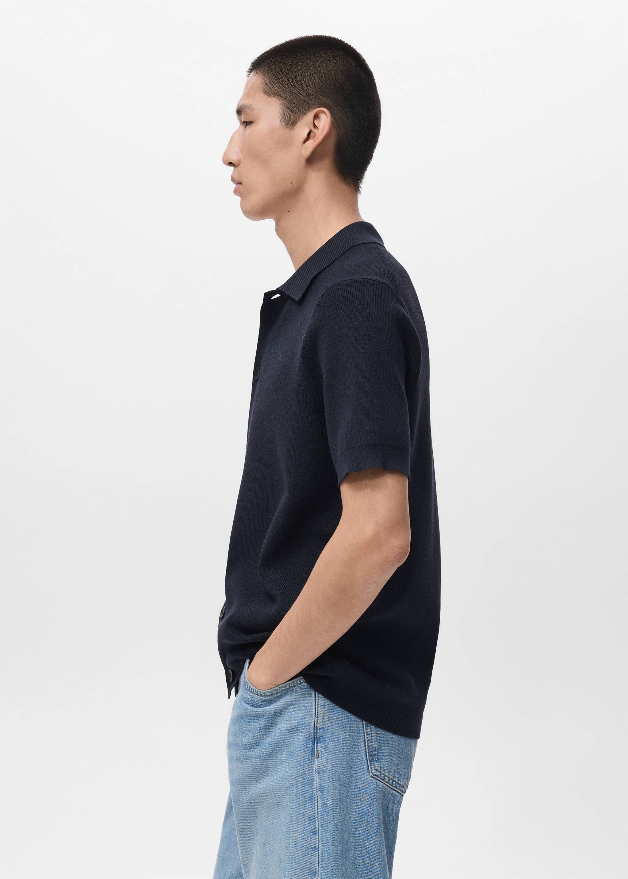 Mango shirt lino in navy-008