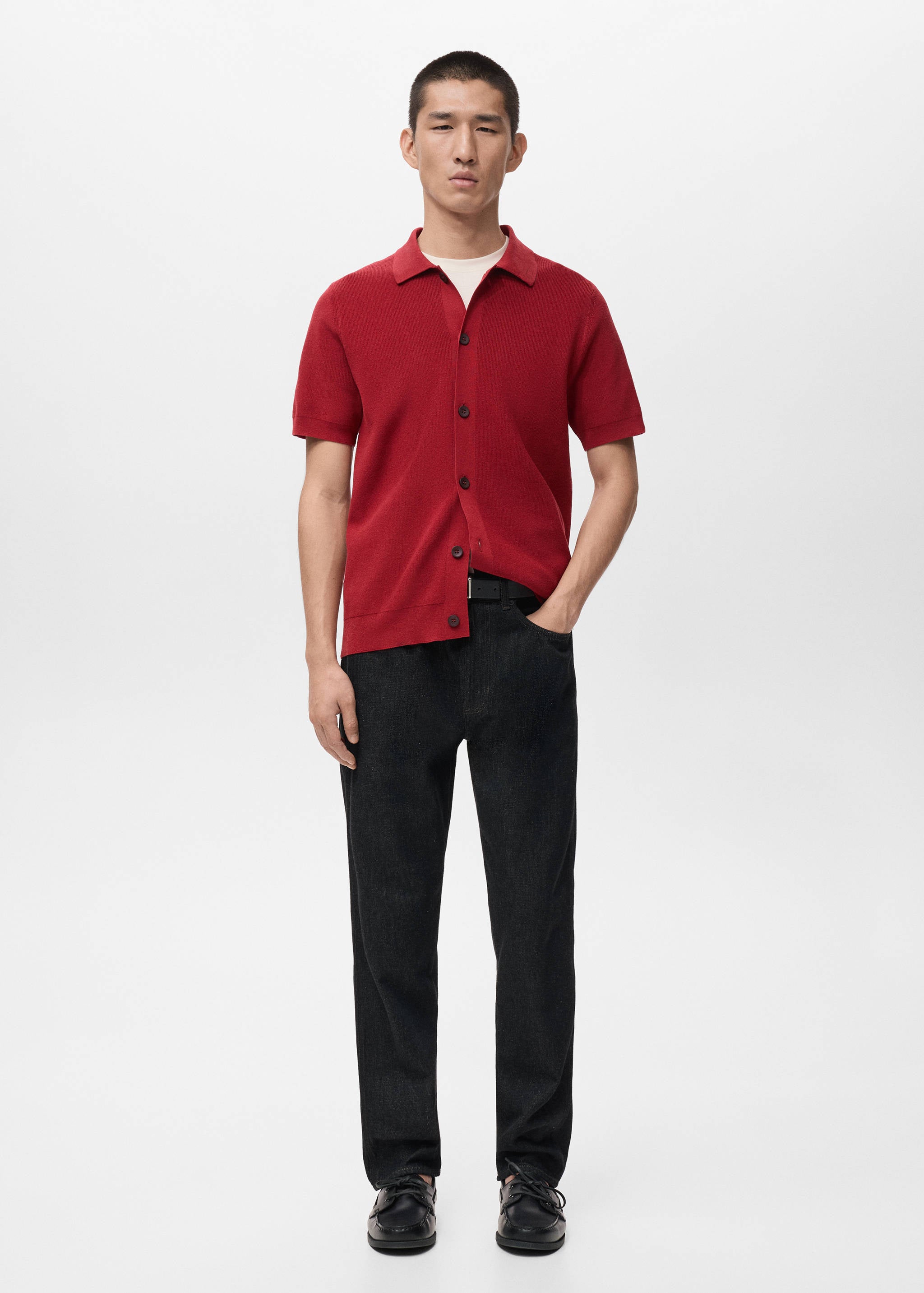 Mango shirt lino in red-001