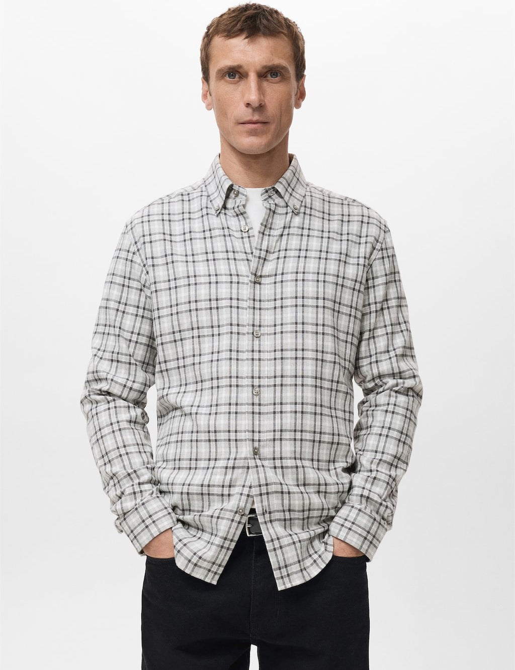 Mango shirt roma in light vigore grey - Image 1