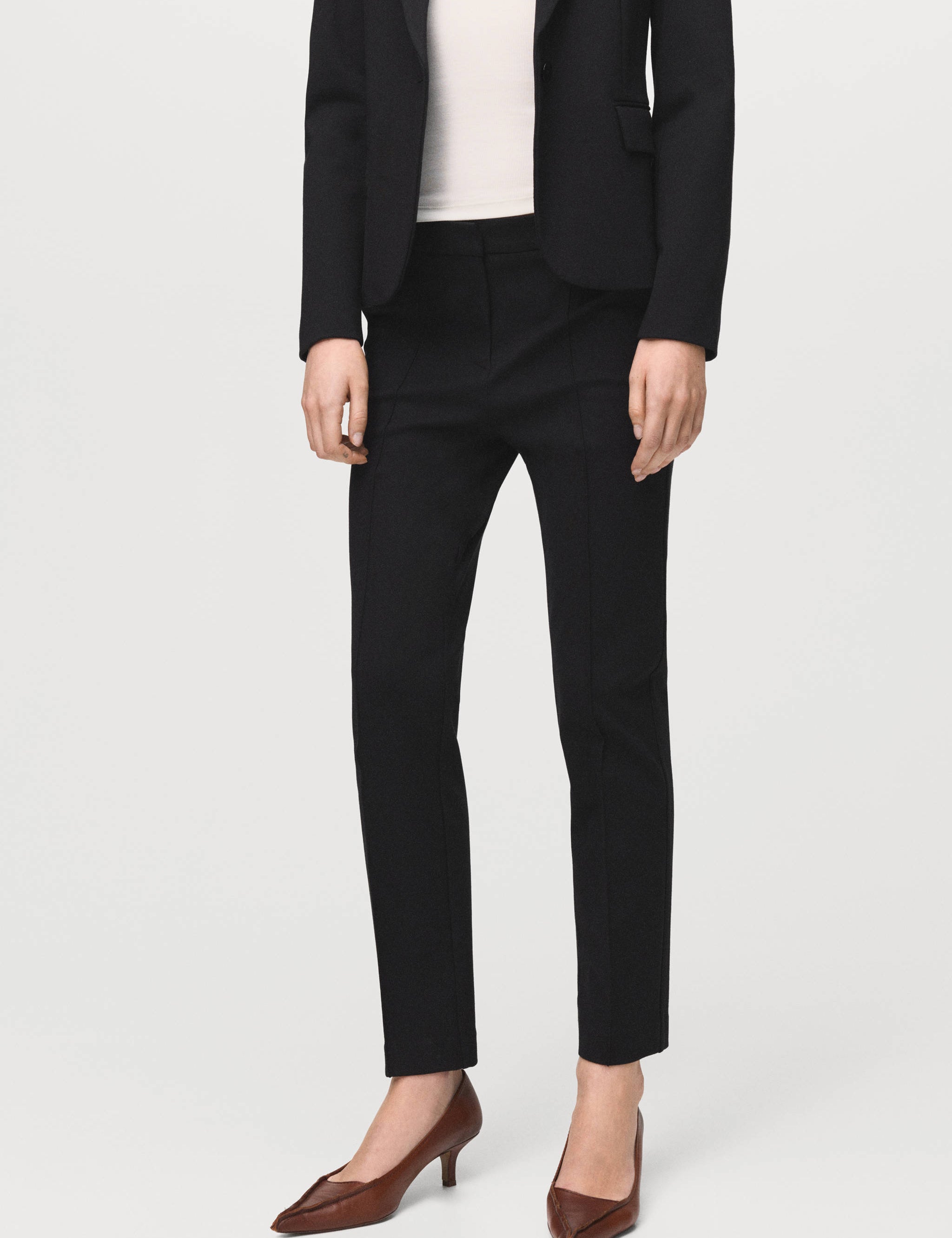 Mango trousers paloma in black - front