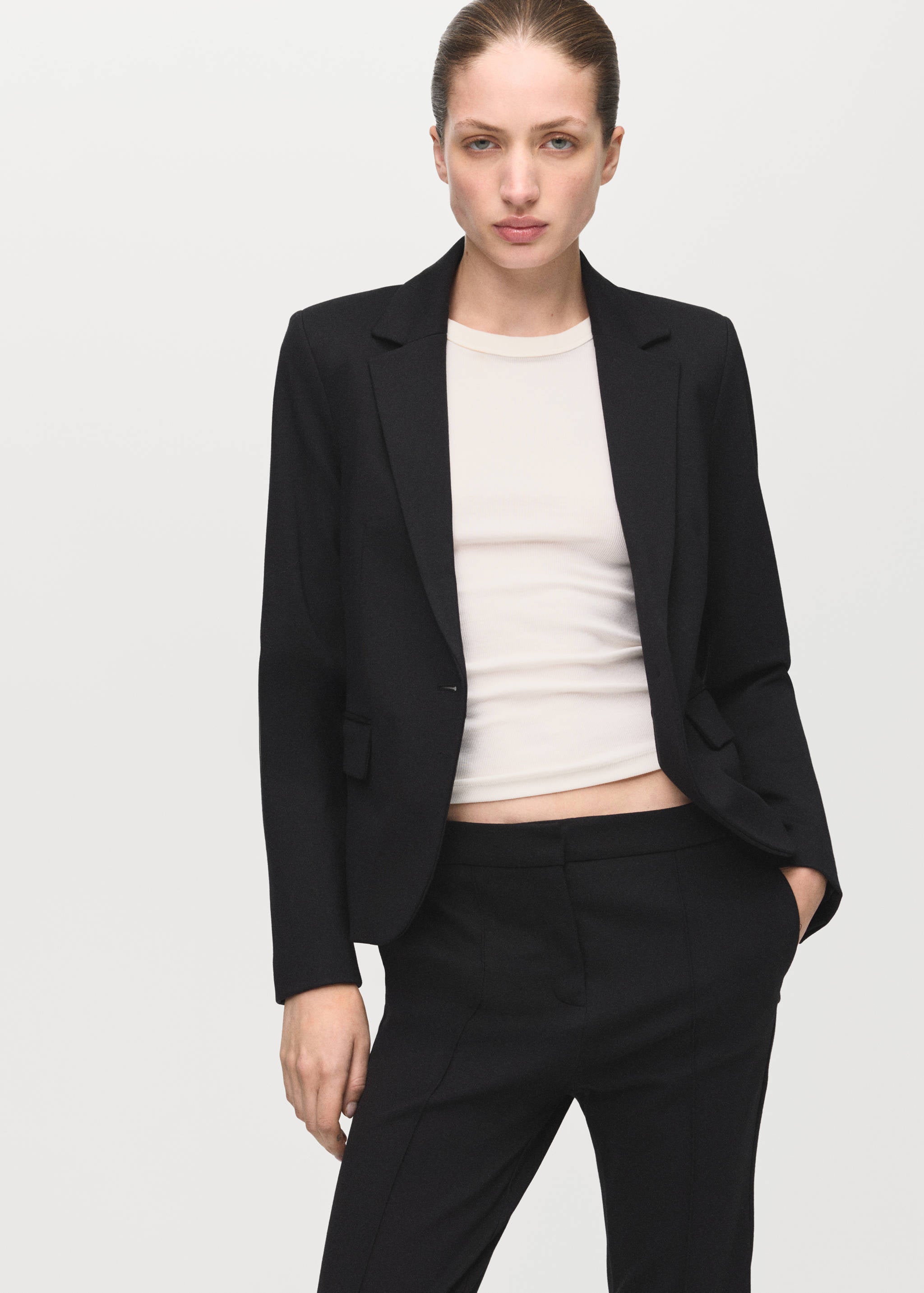 Mango trousers paloma in black - detail