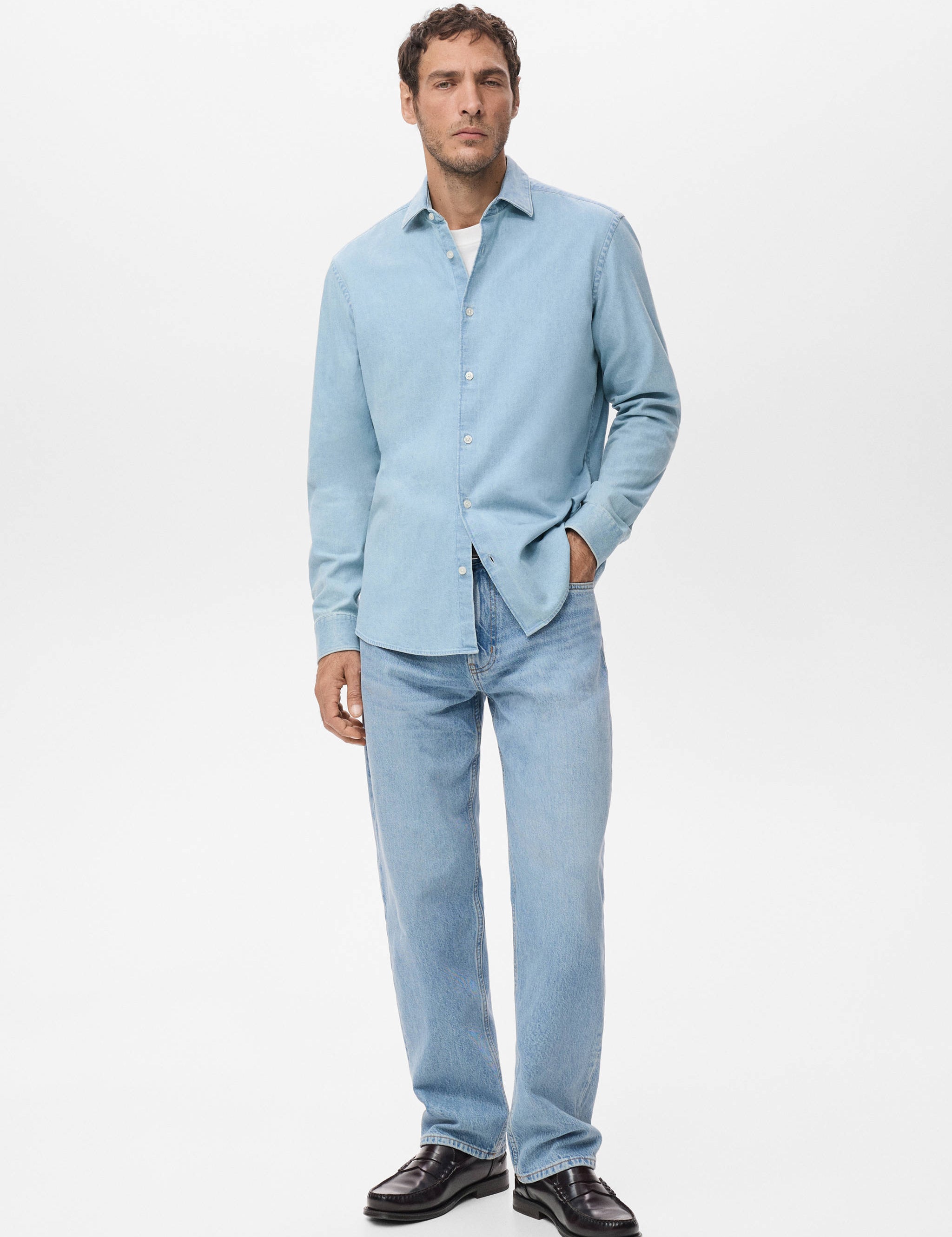 Mango shirt denim in light denim-001
