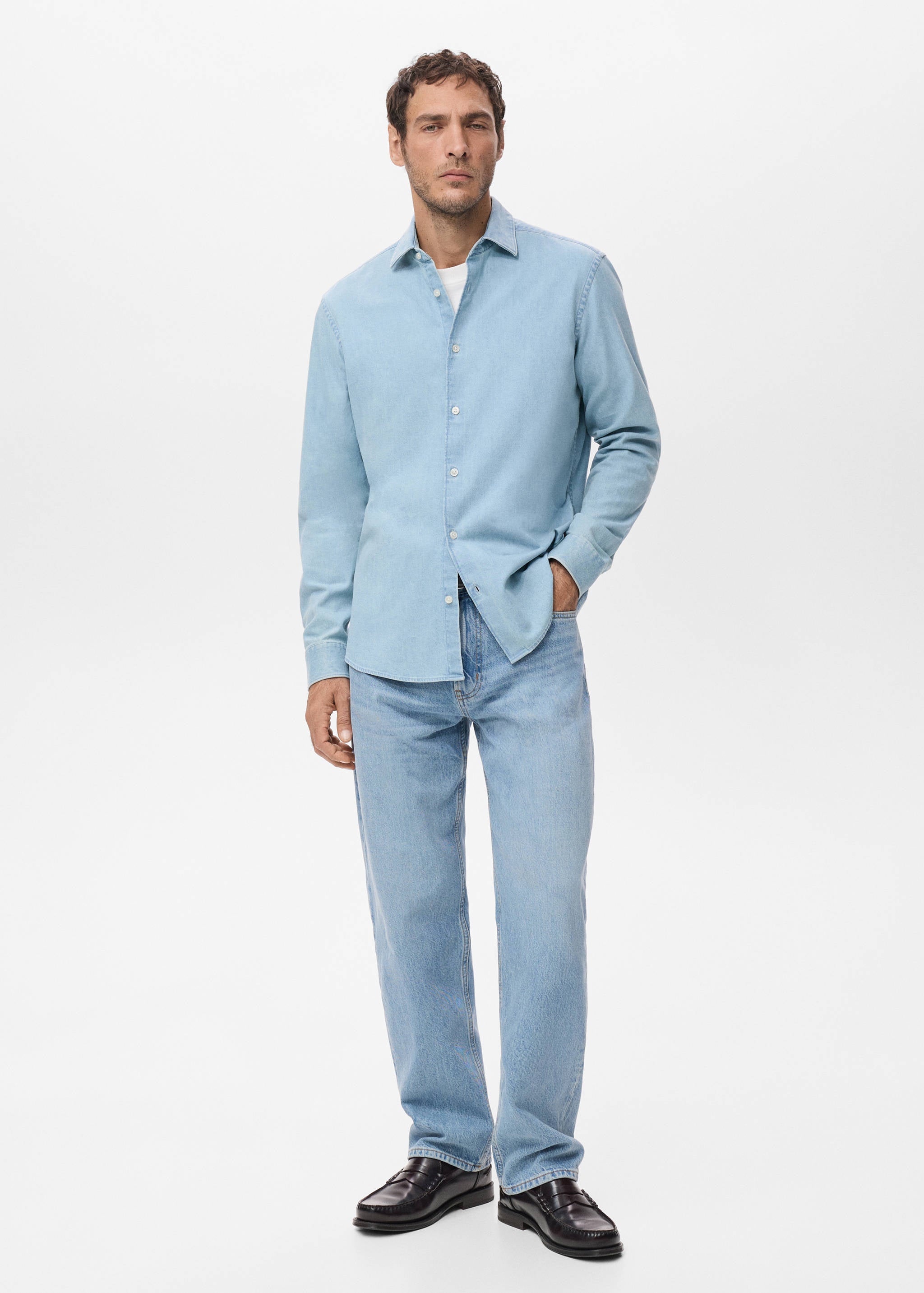 Mango shirt denim in light denim-001