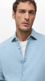 Mango shirt denim in light denim-004