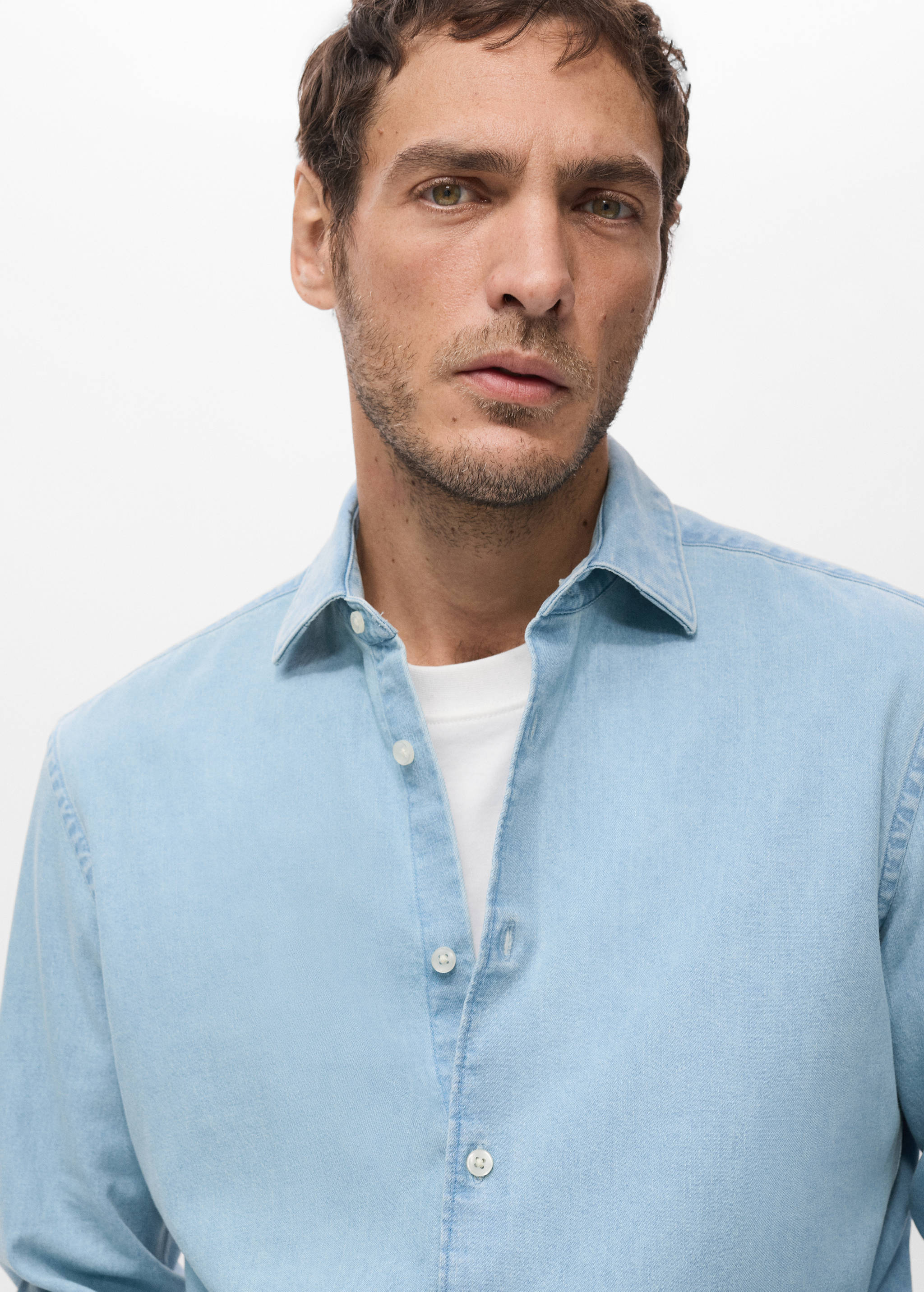 Mango shirt denim in light denim-004
