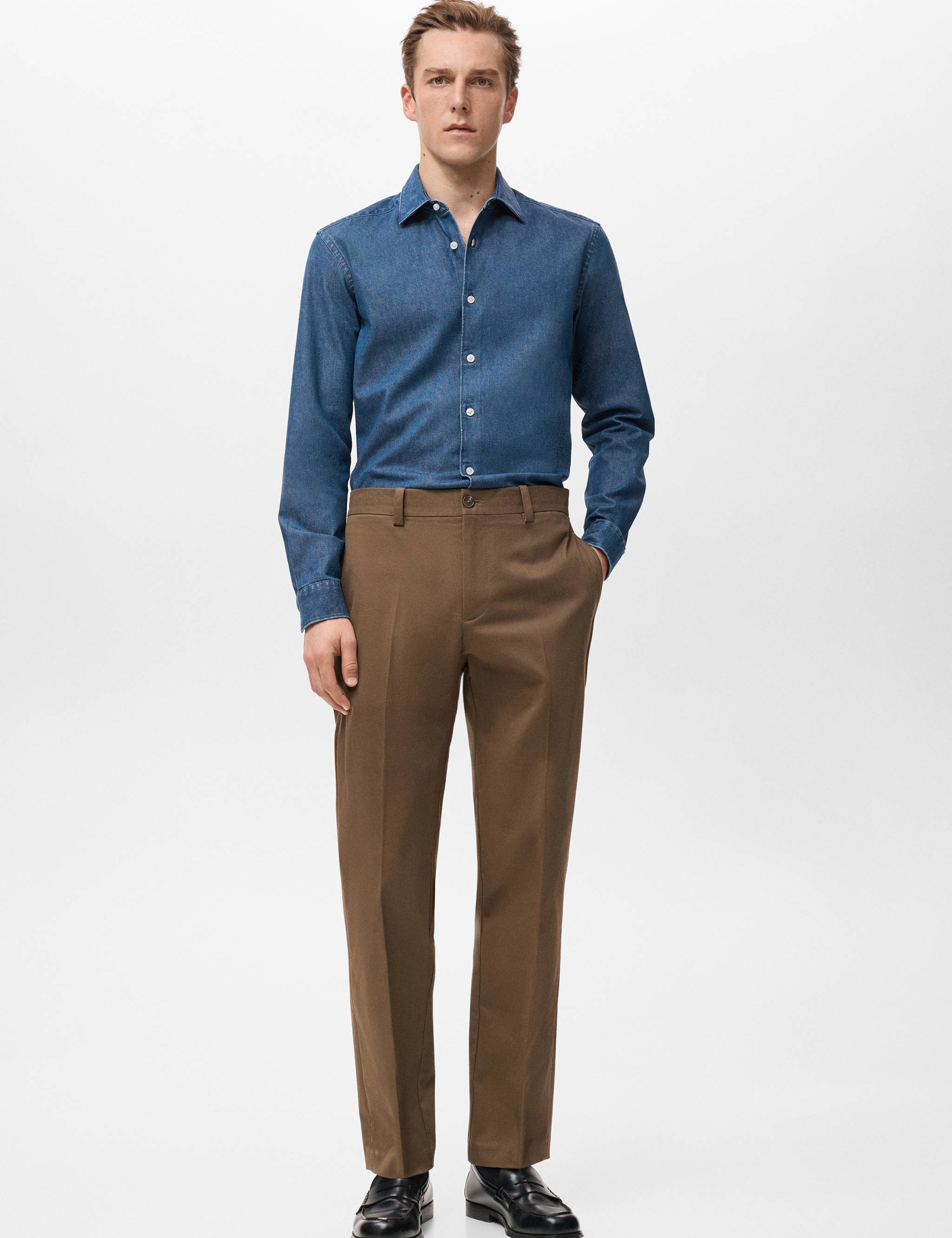 Mango shirt denim in medium denim-001