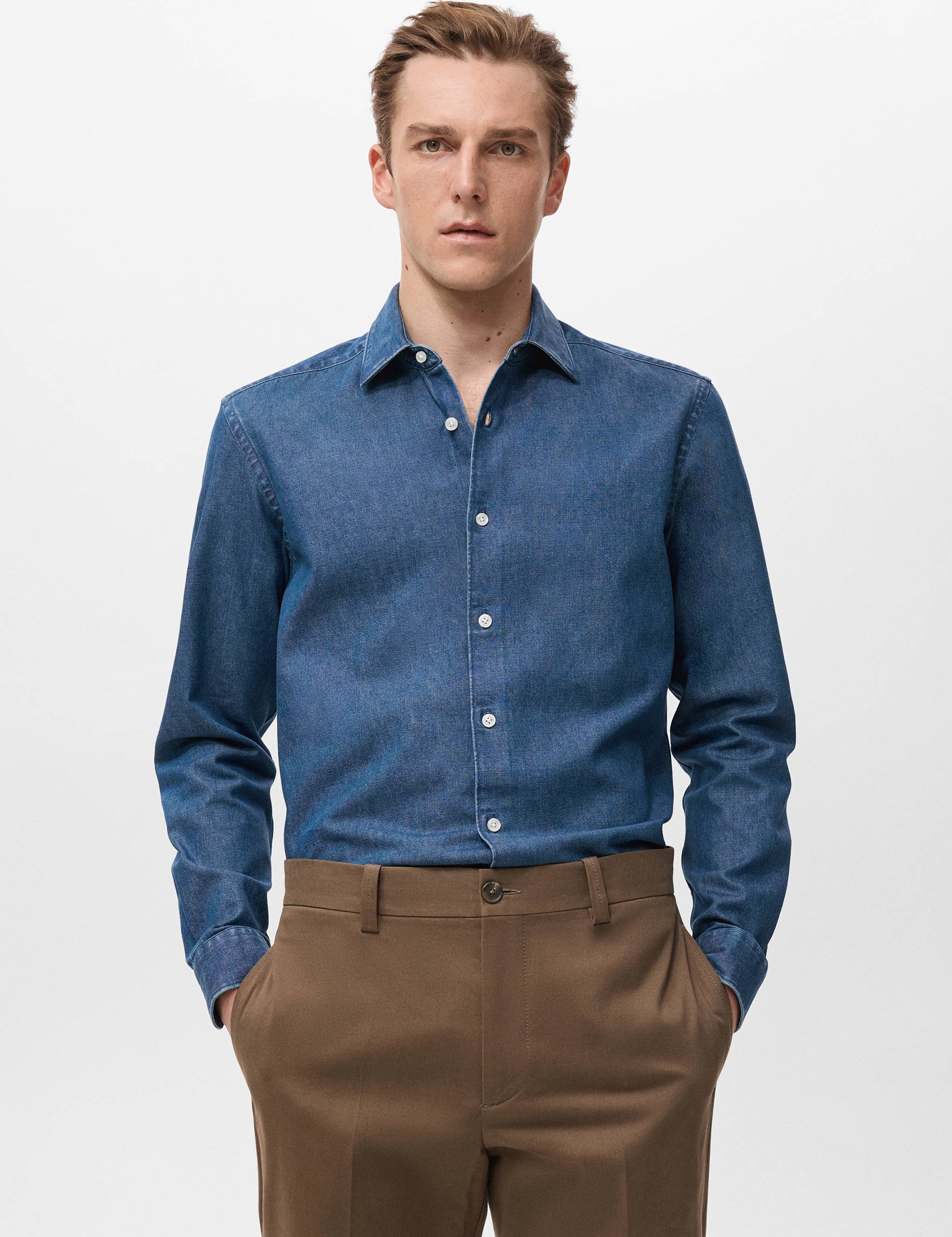 Mango shirt denim in medium denim-002