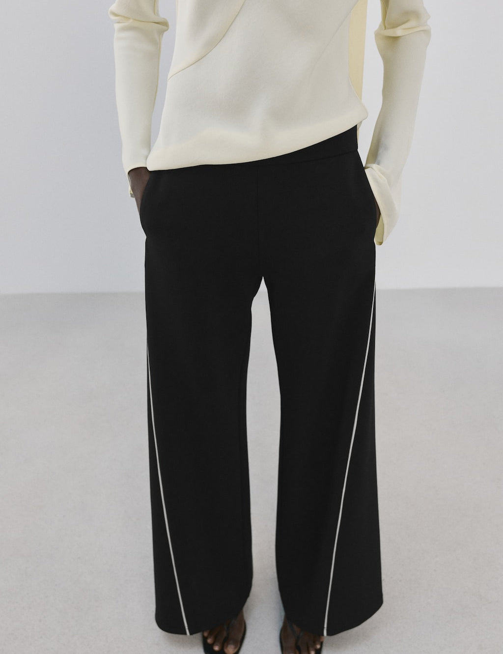 Mango trousers pipin in black - Image 1