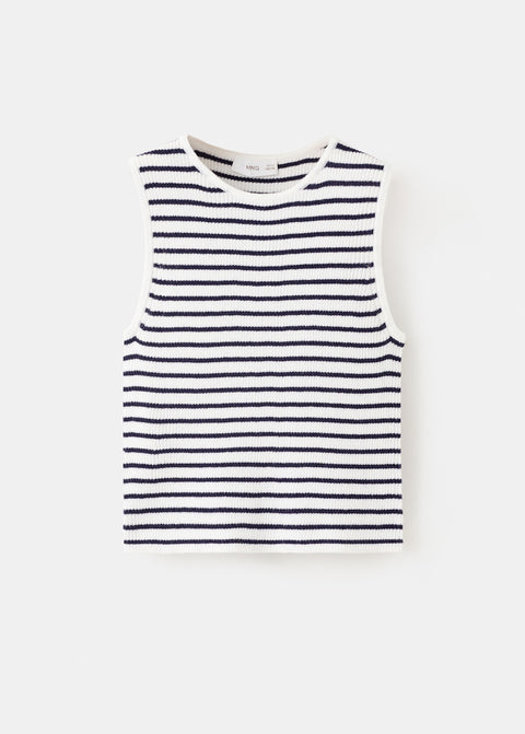 Mango top leat in off white