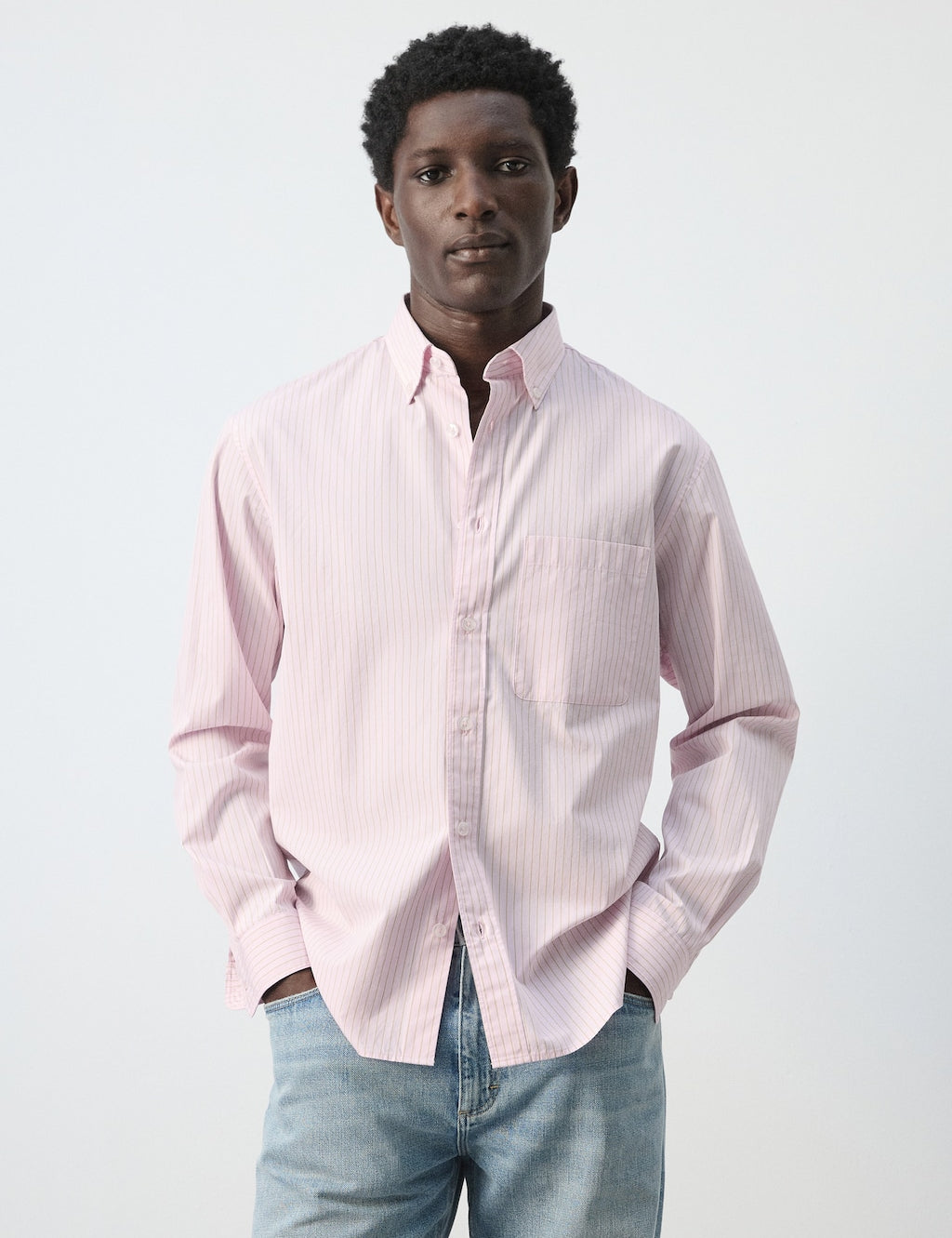 Mango shirt canela in pastel pink - Image 1