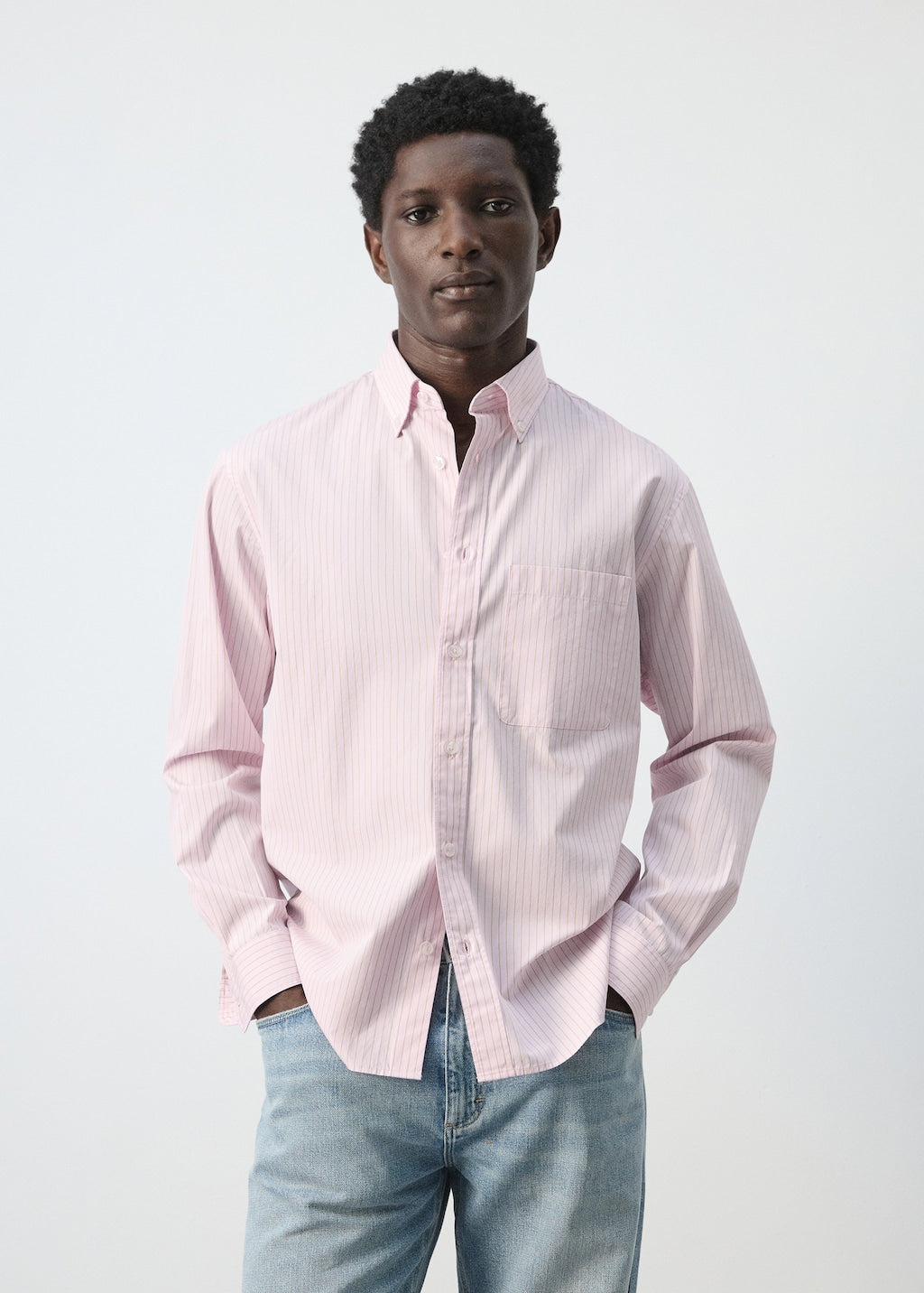 Mango shirt canela in pastel pink - Image 1