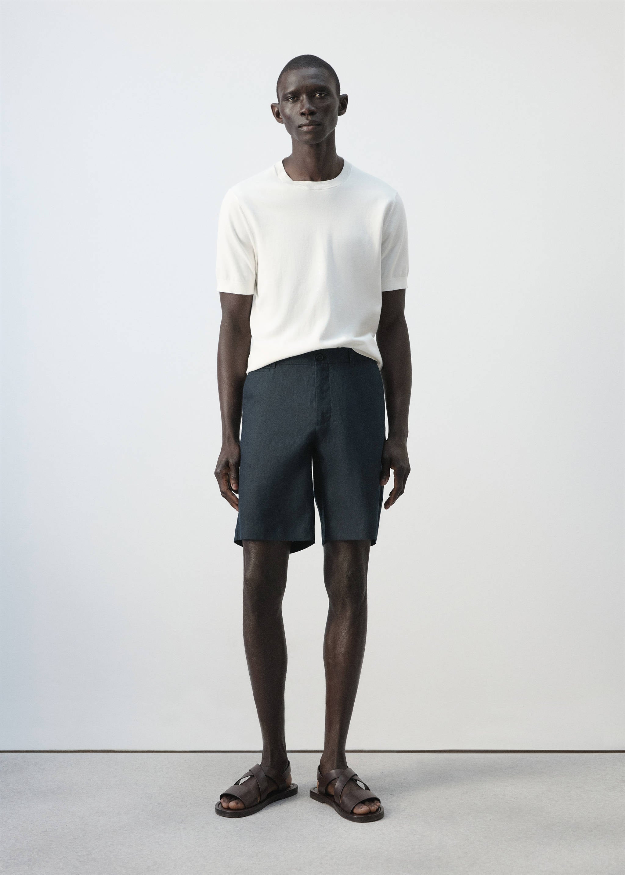 Mango bermudas carp in navy-001