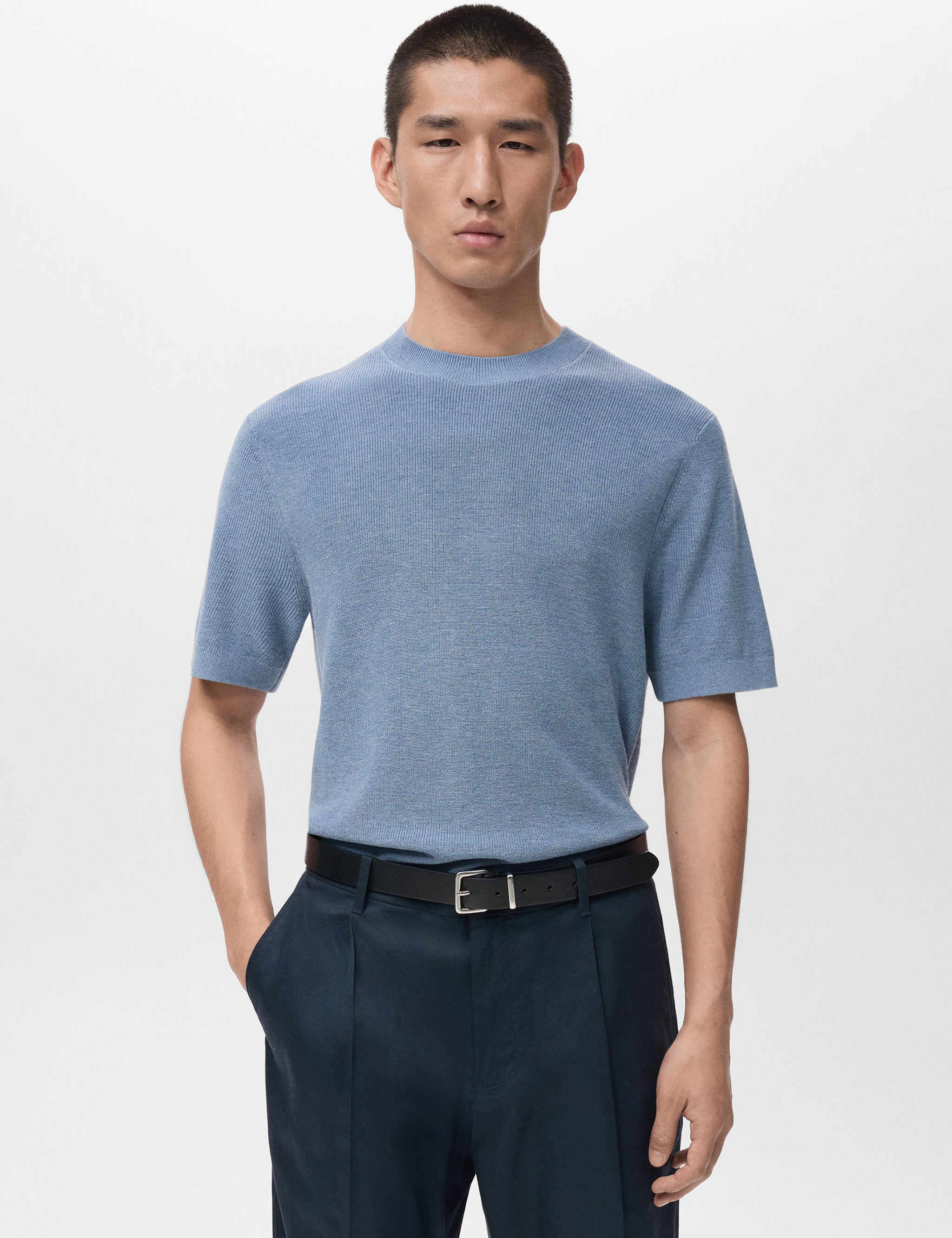 Mango t-shirt lino in porcelain-002