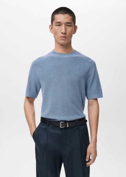 Mango t-shirt lino in porcelain