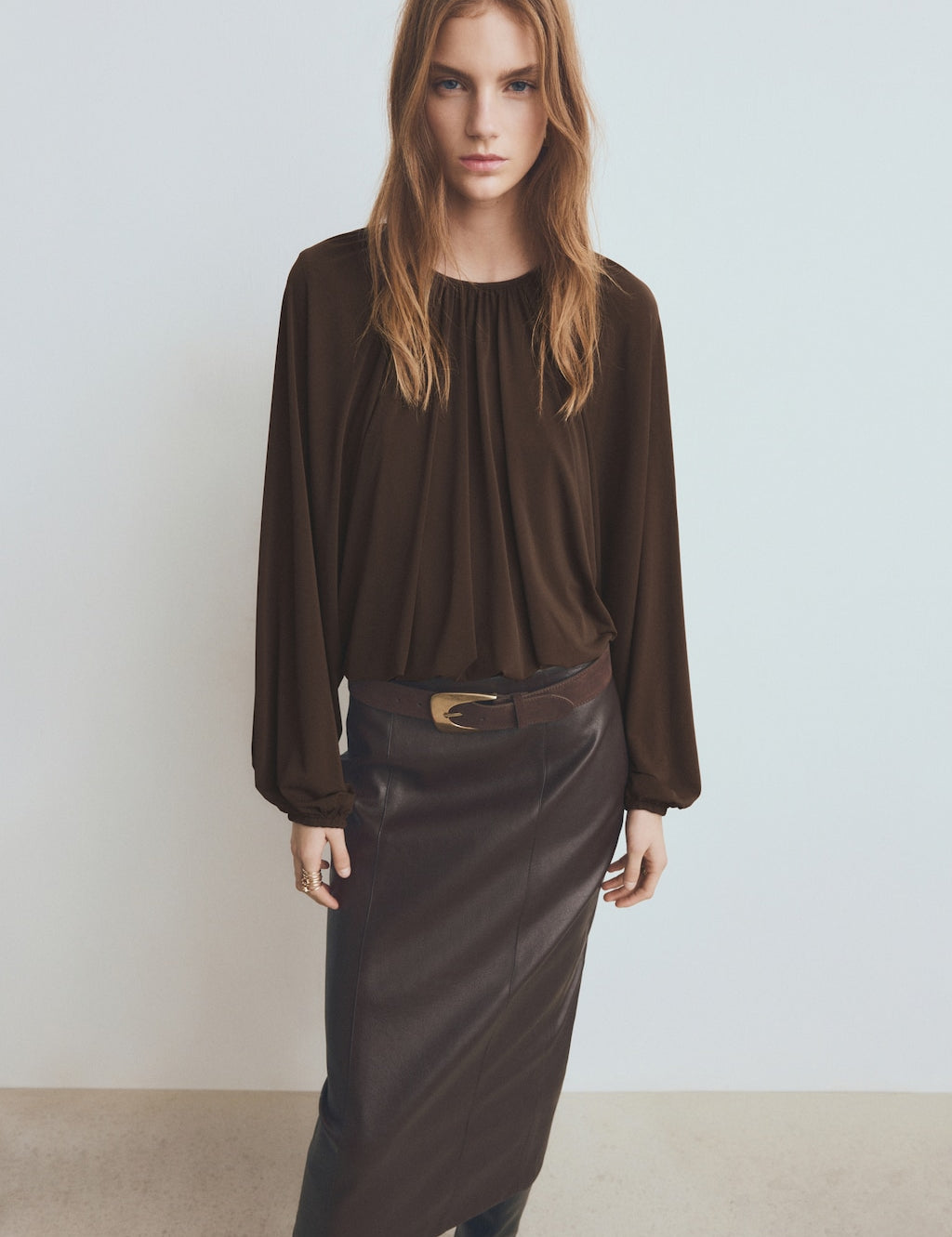 Mango blouse gadea in brown - Image 1
