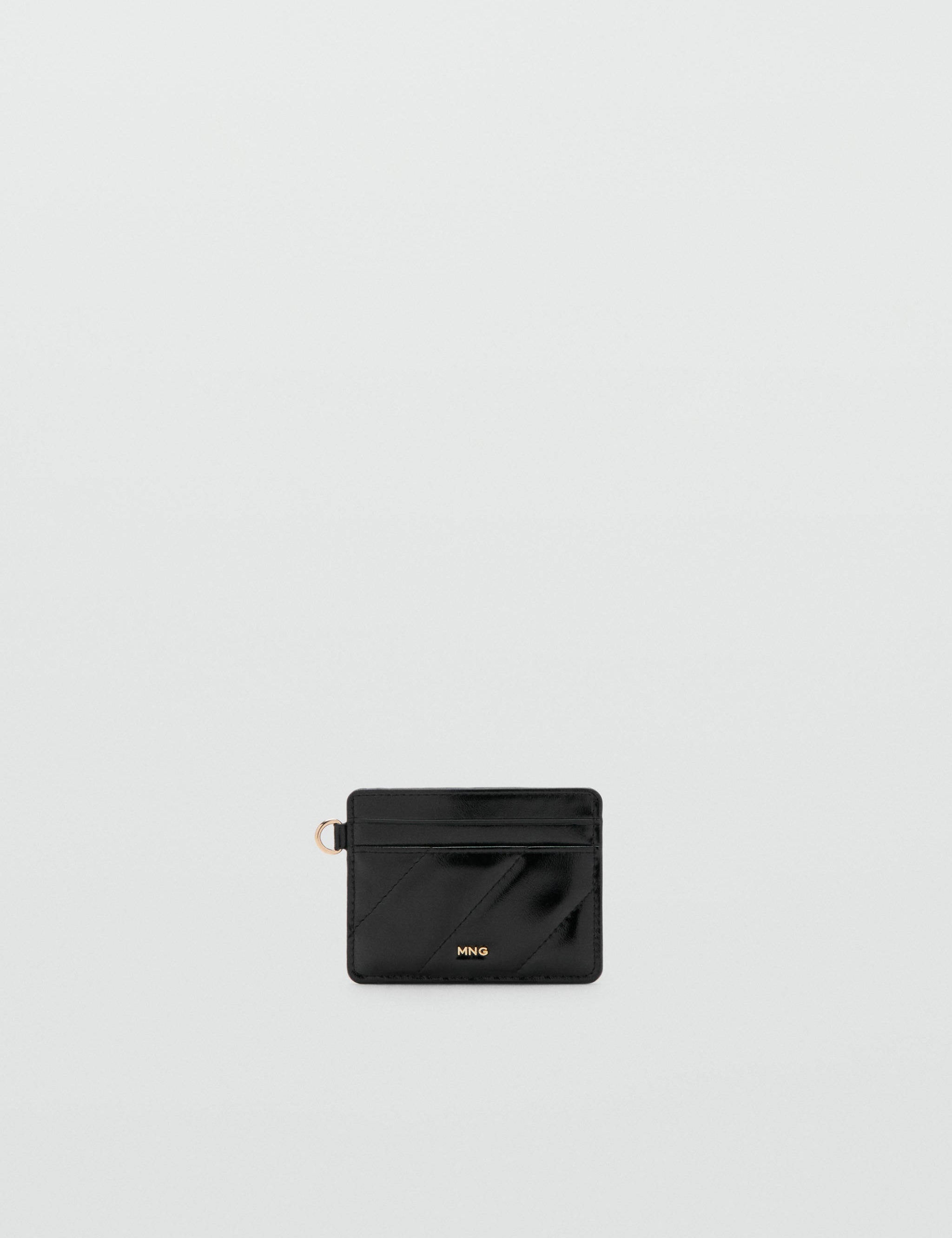 Mango card holder diagonal in black-051