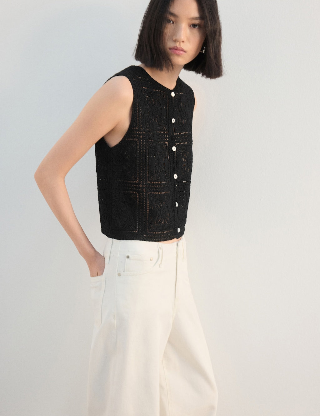 Mango top tapete in black - Image 1