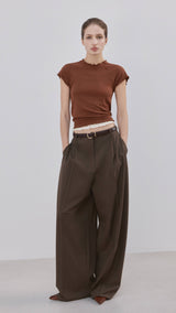 Mango t-shirt curlita in brown-001