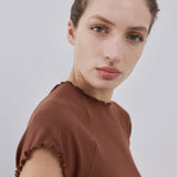 Mango t-shirt curlita in brown-002