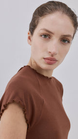 Mango t-shirt curlita in brown-002