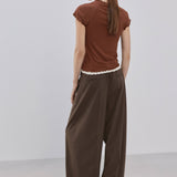 Mango t-shirt curlita in brown-003