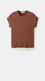 Mango t-shirt curlita in brown-021