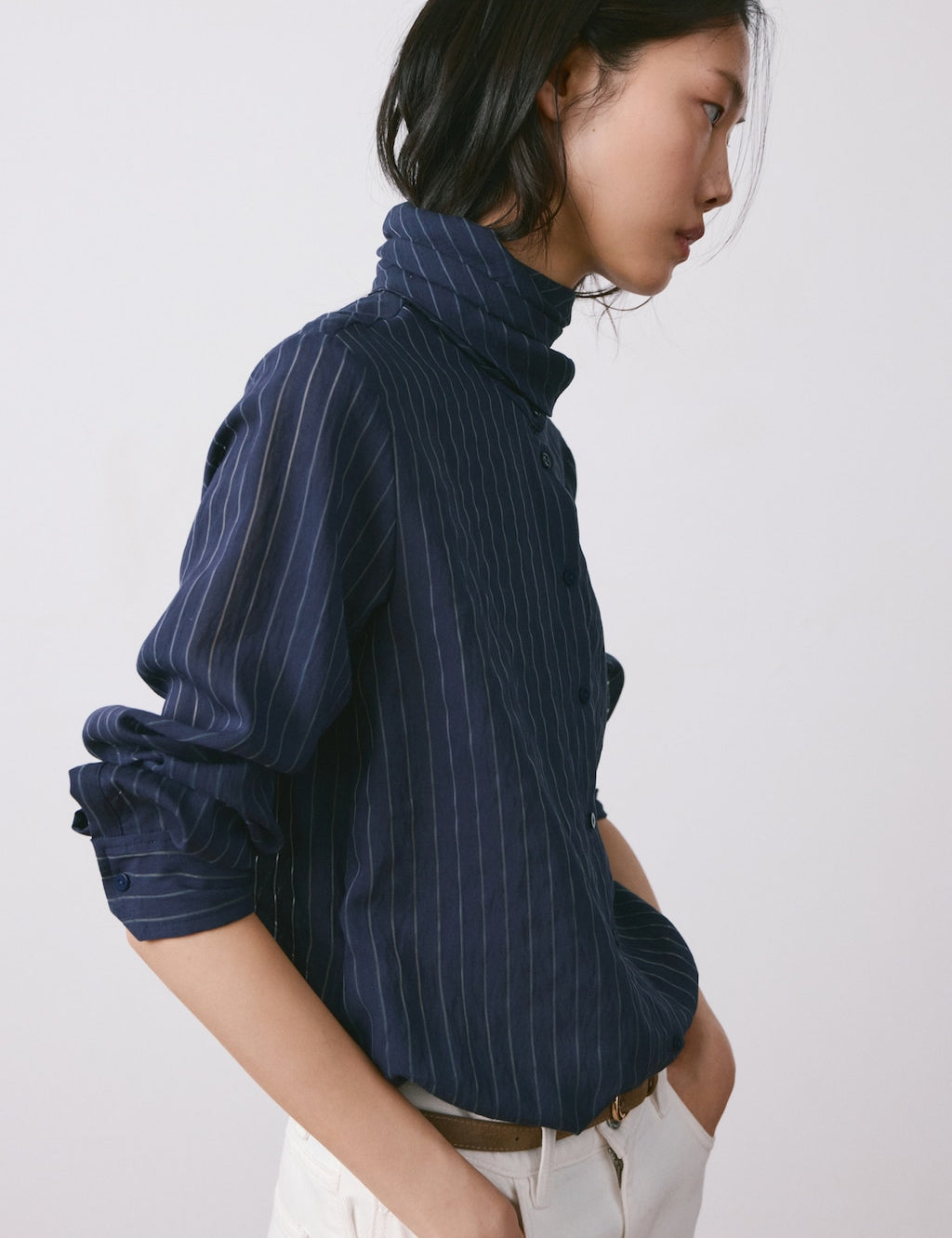 Mango blouse corbat in navy - Image 1